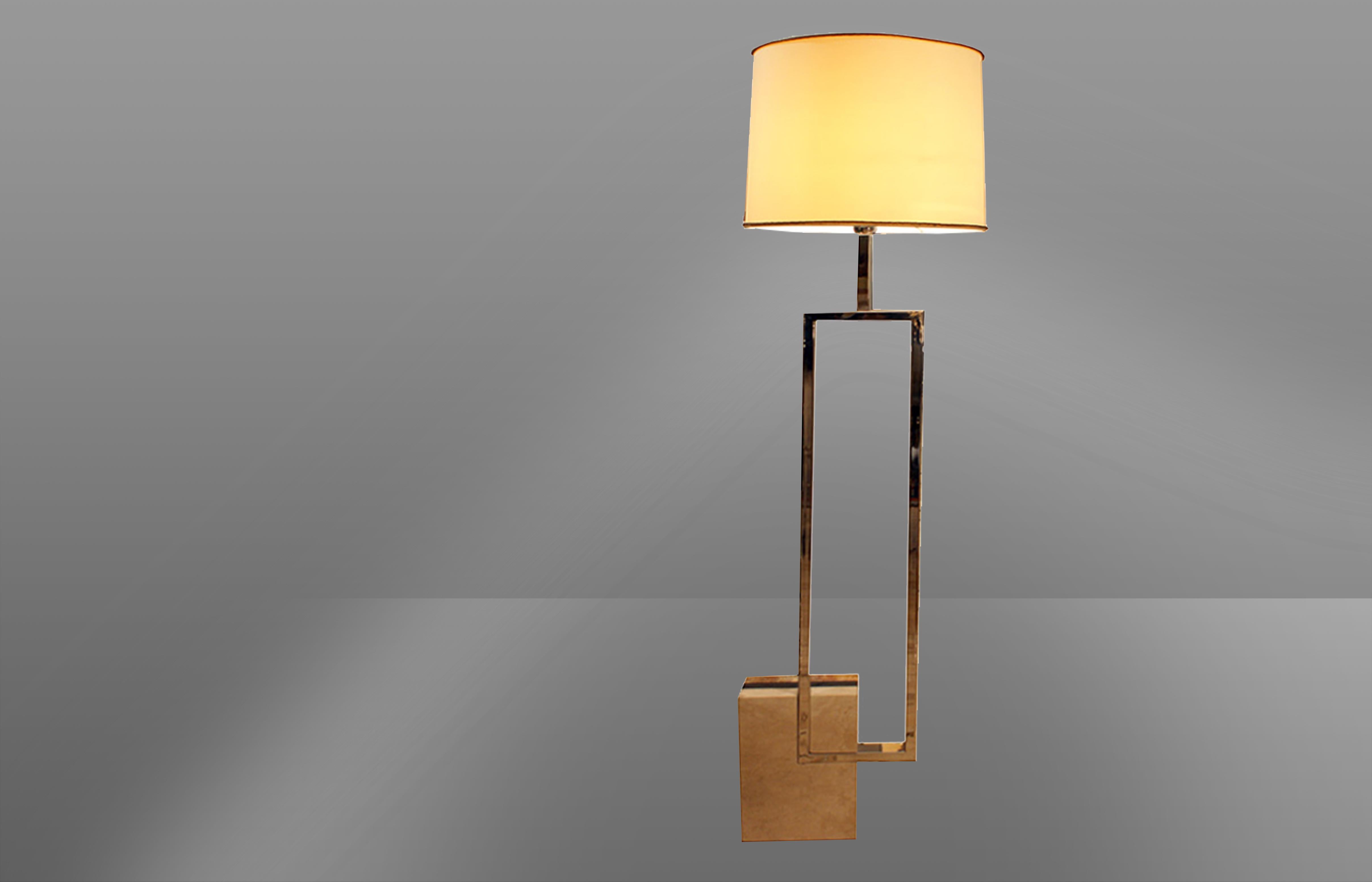 Giovanni Banci Steel and Marble, Florentine, Italian Floor Lamp, 1970s In Good Condition For Sale In Milan, IT