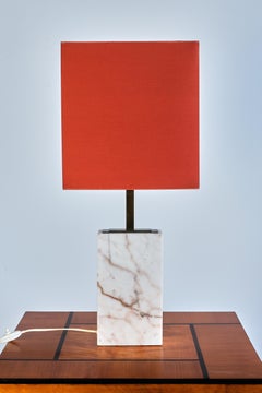 Giovanni Banci Table Lamp in Rosso Venato Marble and Brass, Banci Firenze, 1970s