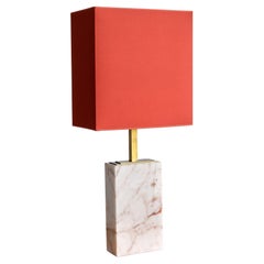 Lampe de bureau Giovanni Banci en marbre Rosso Venato et laiton, Banci Firenze, 1970