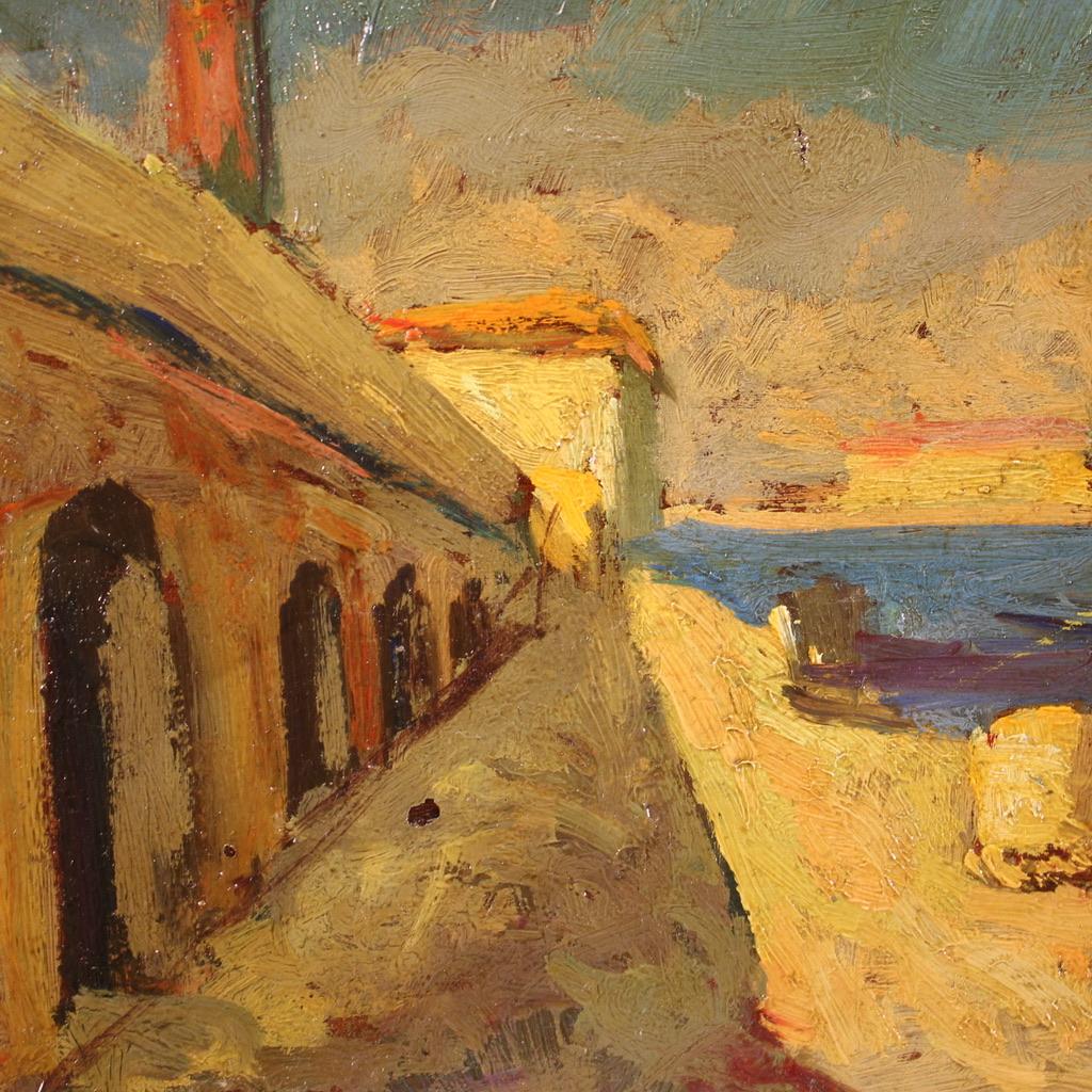 20th Century Oil on Board Italian Signed Giovanni Bartolena Landscape Painting in vendita 2