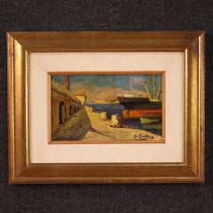 20e siècle Huile sur panneau italienne signée Giovanni Bartolena Peinture de paysage