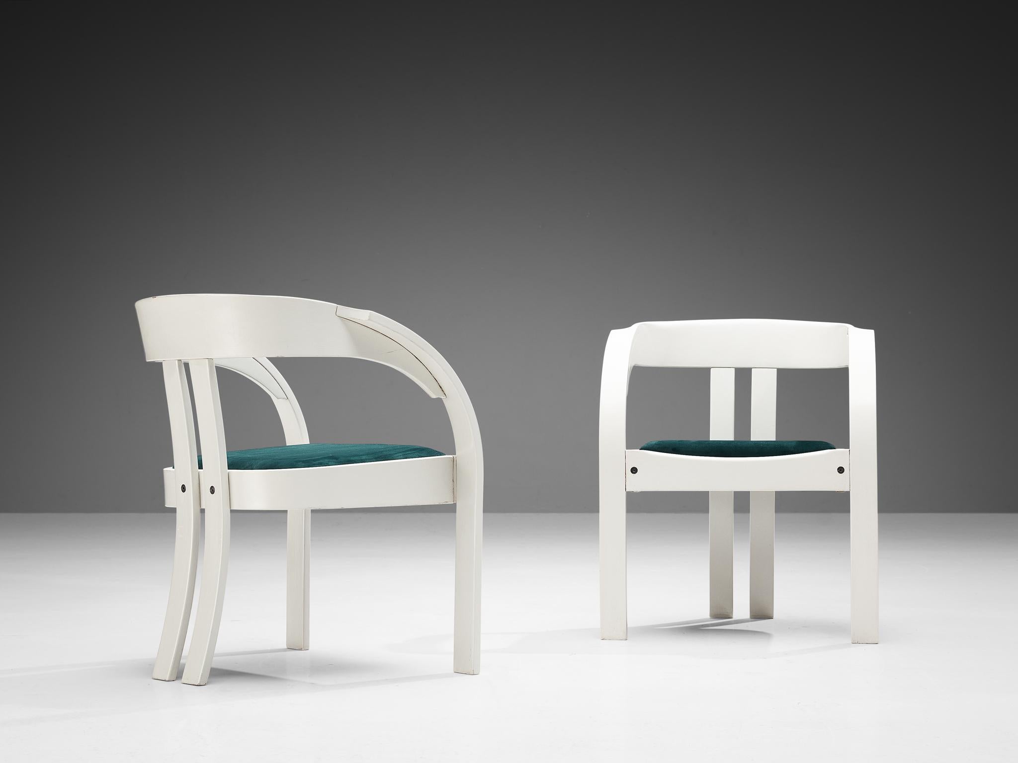 italien Giovanni Battista Bassi pour Poltronova - Paire de fauteuils « Lisa » en velours vert en vente