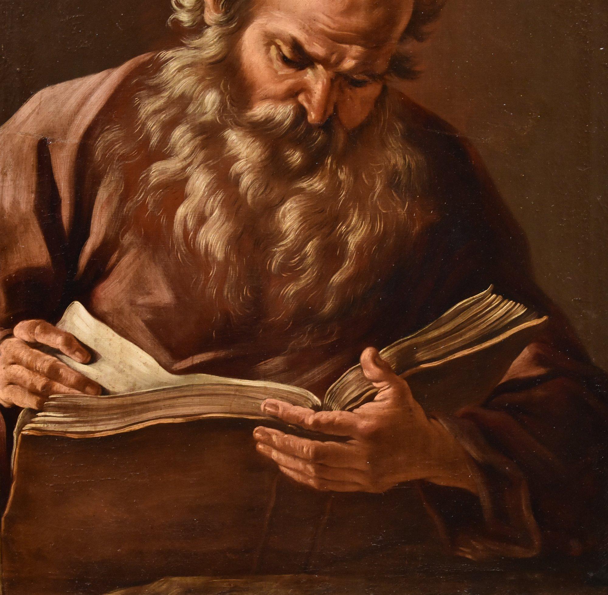 Portrait Philosopher Heraclitus Beinaschi Paint 17th Century Oil on canvas Italy - Brown Portrait Painting by Giovanni Battista Beinaschi (Fossano c. 1634 - Naples 1688) 