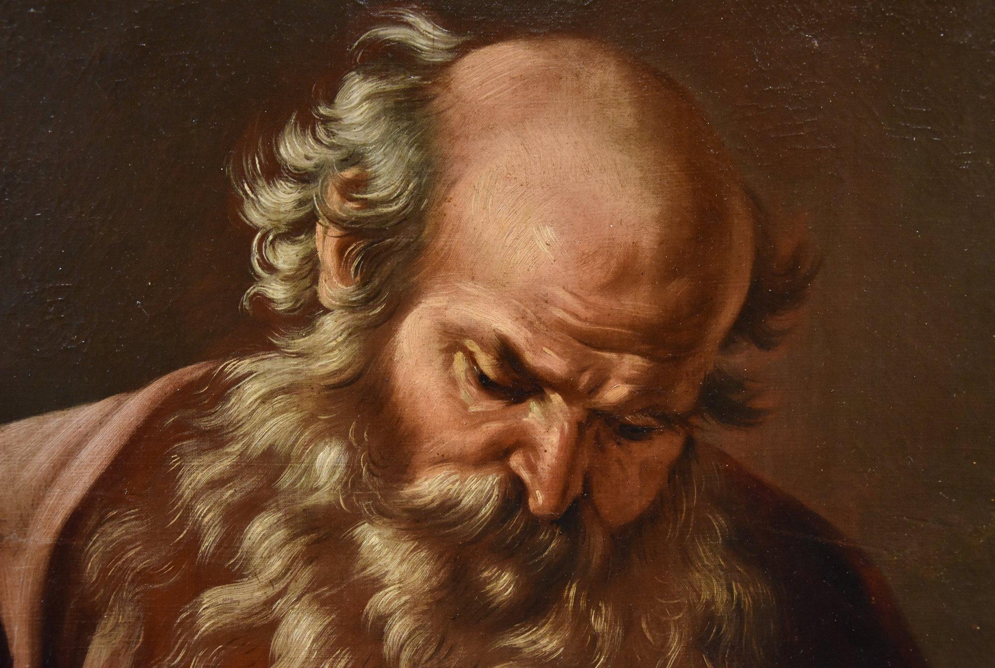 Portrait Philosopher Heraclitus Beinaschi Paint 17th Century Oil on canvas Italy For Sale 3