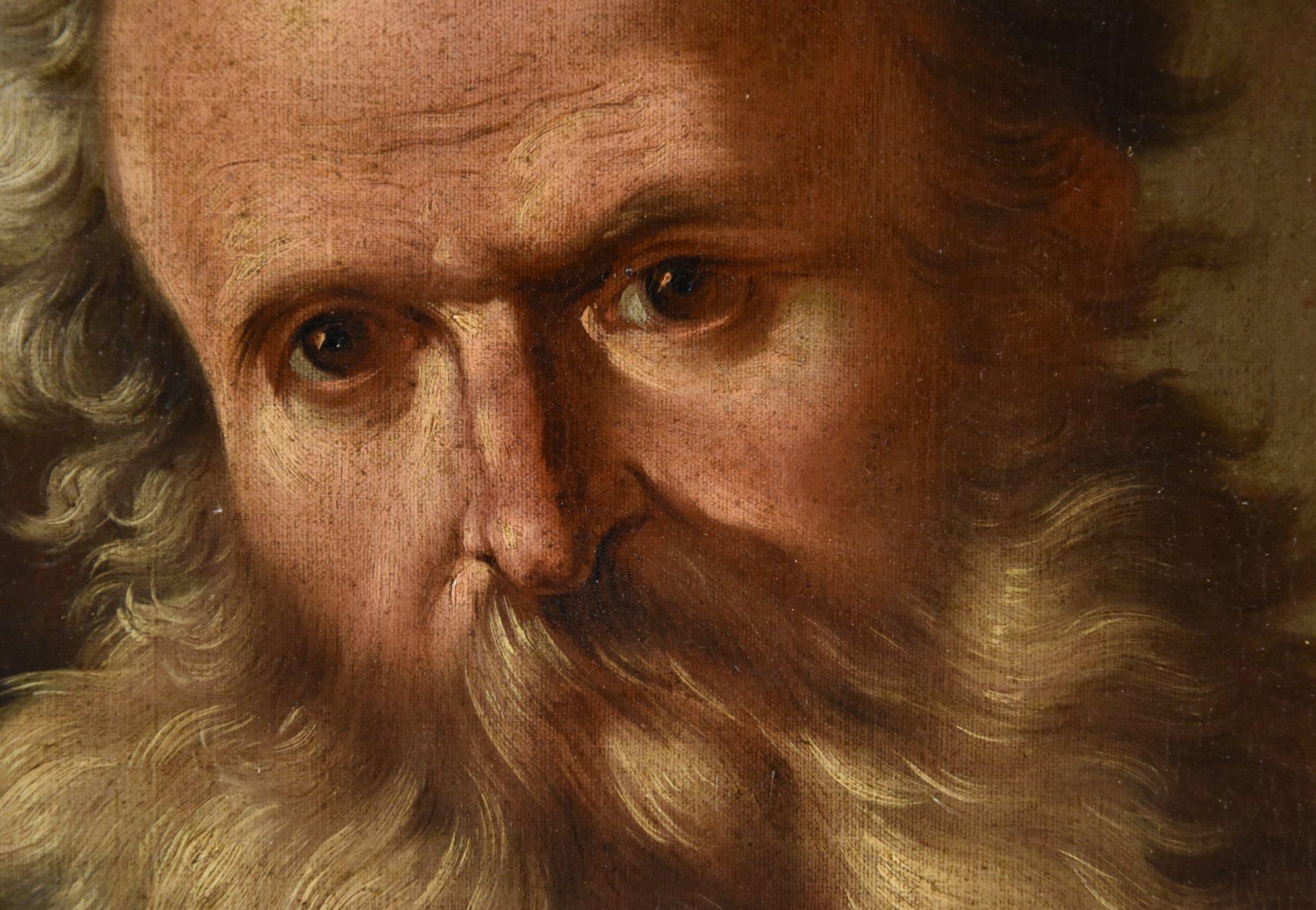 Portrait Philosopher Democritus Beinaschi Paint 17th Century Oil on canvas For Sale 4