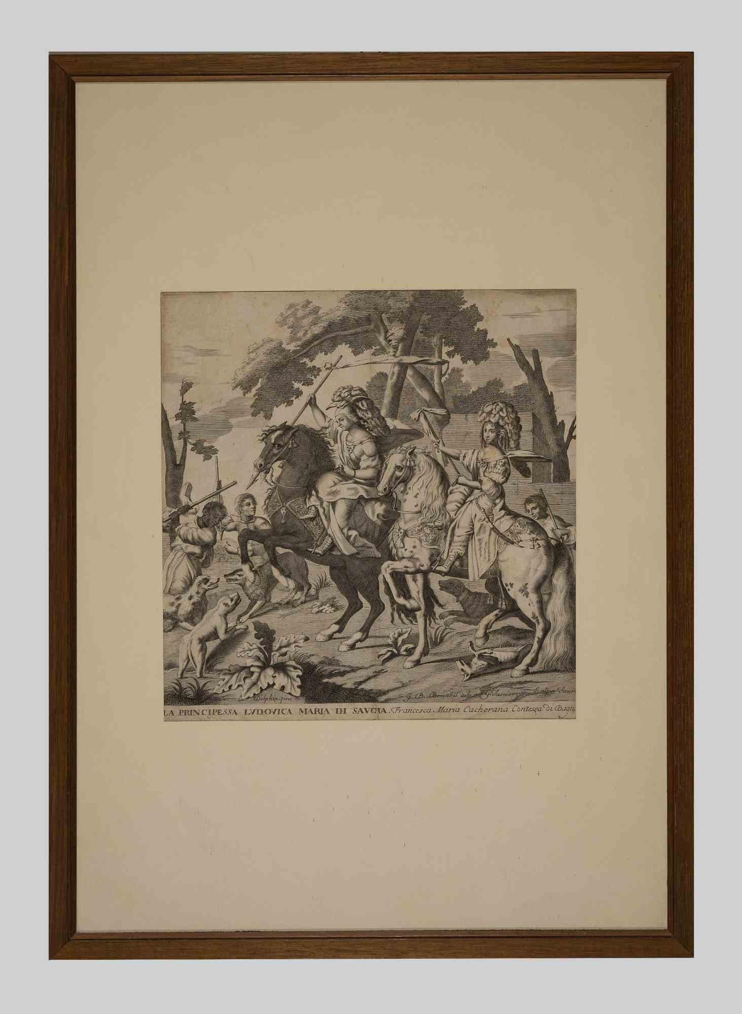 Giovanni Battista Brambilla Figurative Print - Princess Ludovica Maria di Savoia - Etching G. B. Brambilla - 18th Century
