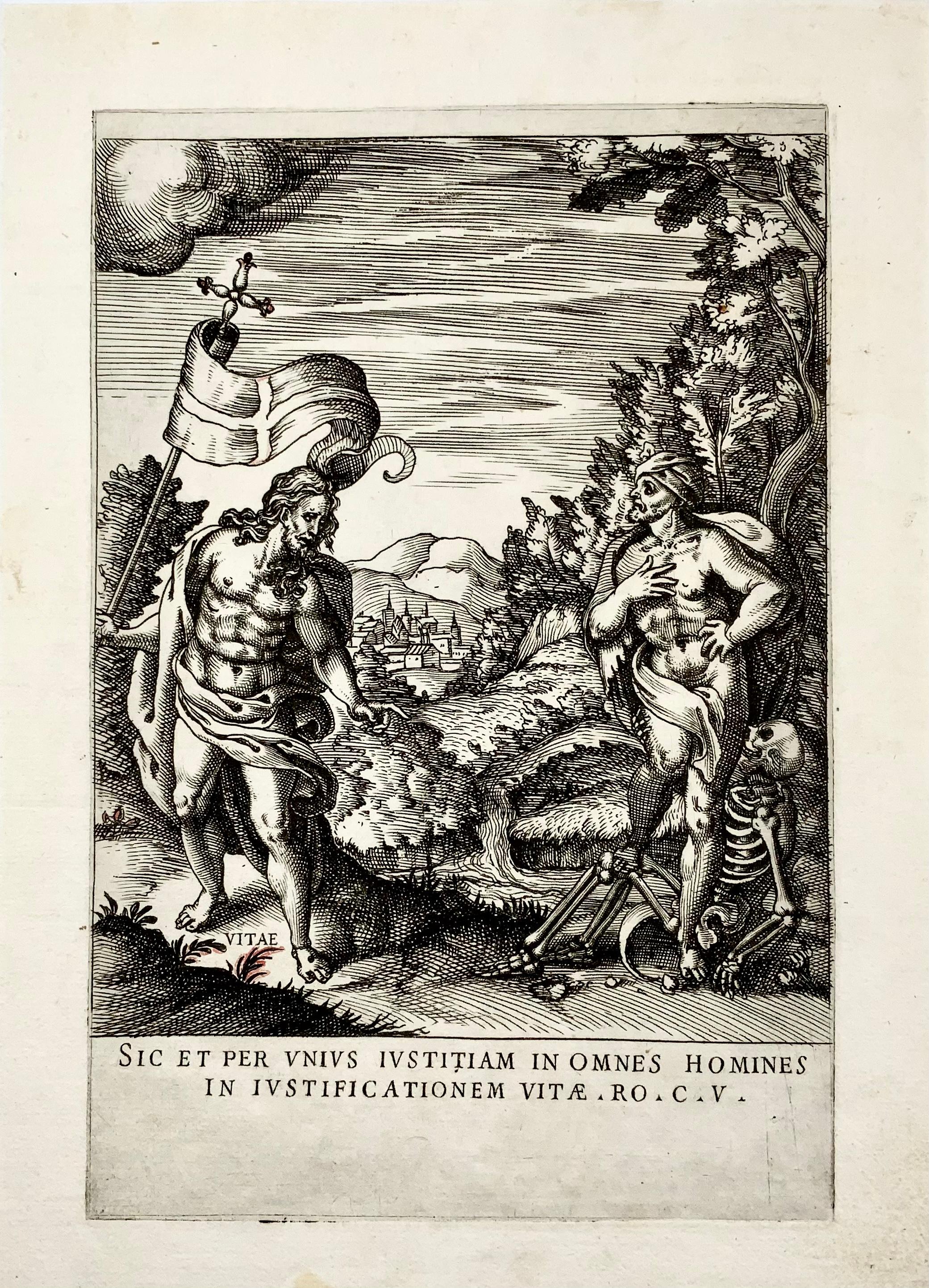 This extremely rare engraving was produced by Cavalieri as an extraneous allegorical unnumbered plate in the second edition of Cirgignani’s Ecclesiae militantis triumphi; sive, Deo amabilium martyrum gloriosa pro Christi fide certamina.

Title