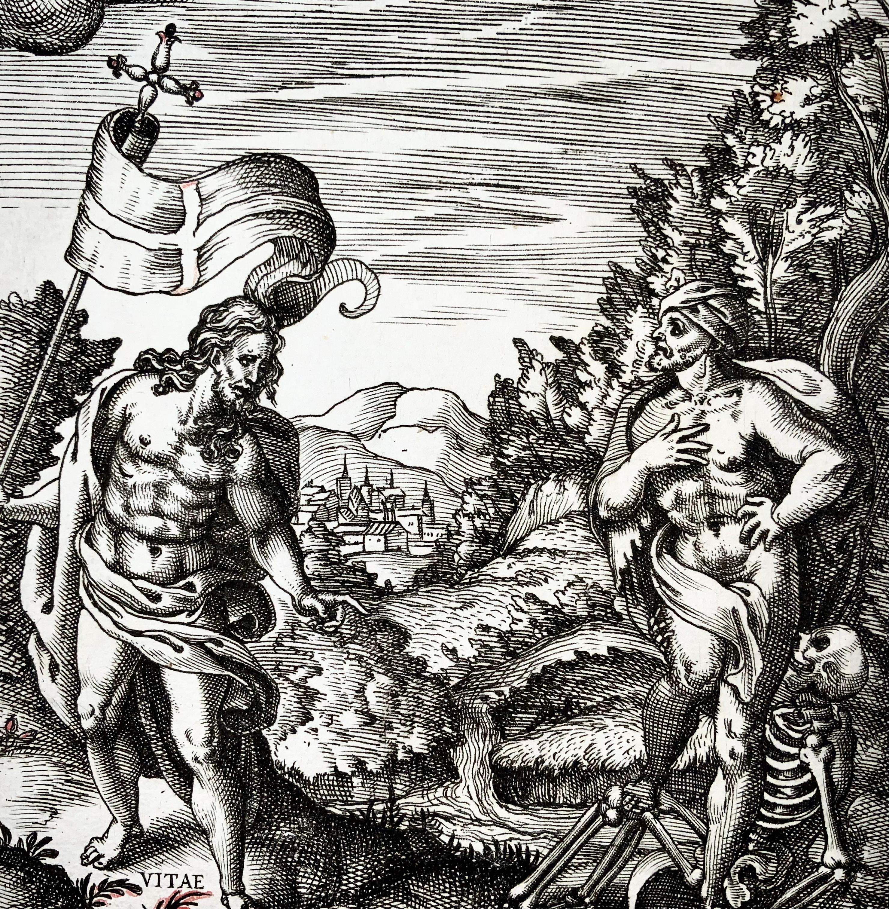 Etched Giovanni Battista Cavalieri 'D.1597', Rare Dance of Death, Ars Moriendi For Sale