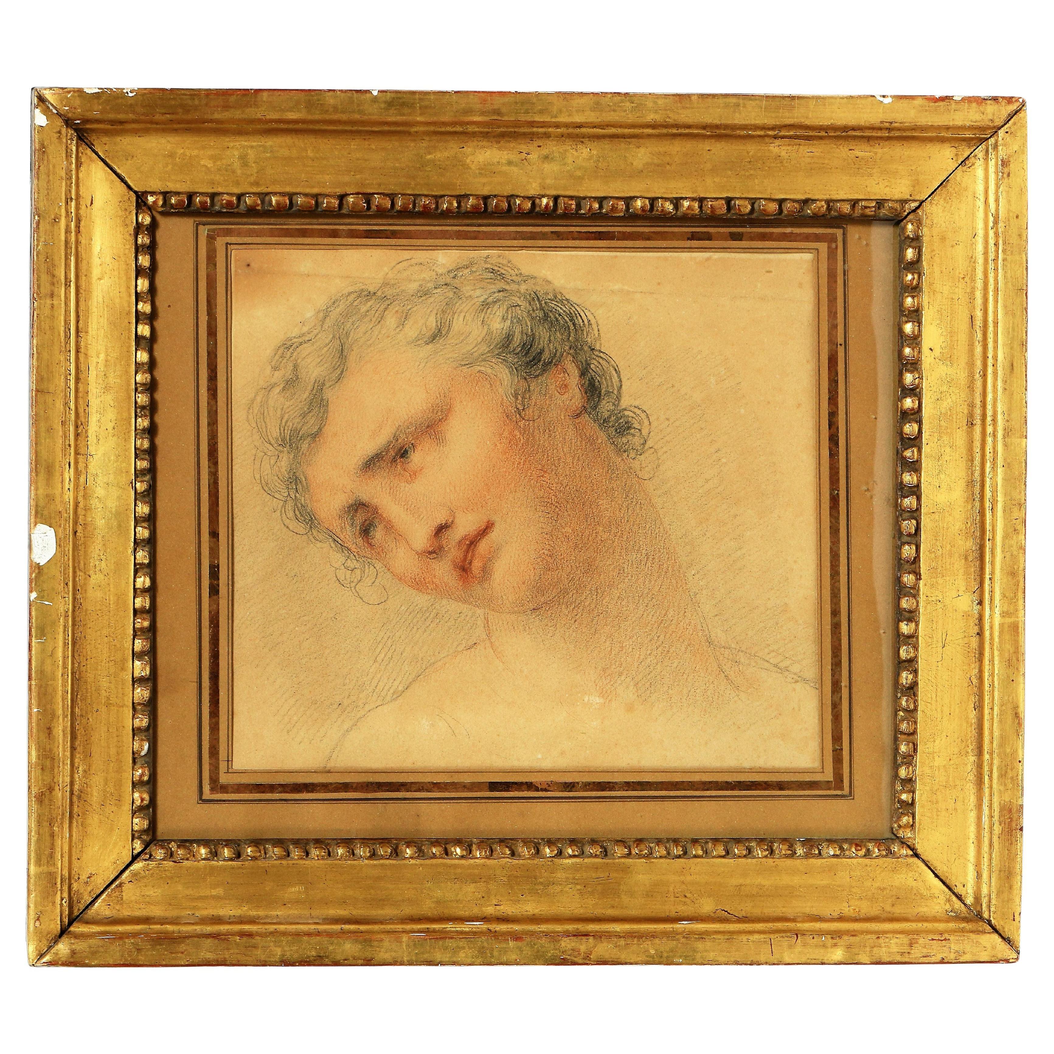 Giovanni Battista Cipriani - Portrait of man - Drawing pencil red chalk 18th  For Sale