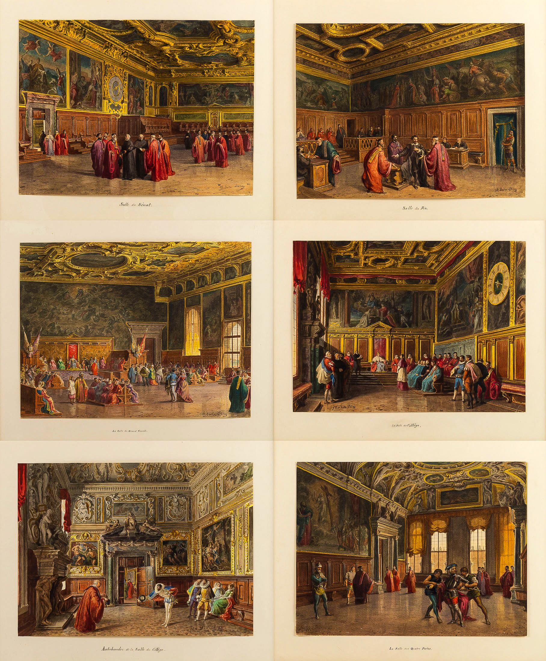 Giovanni Battista Della Libera Rare Set of Six Watercolor Views of Doge’s Palace 12