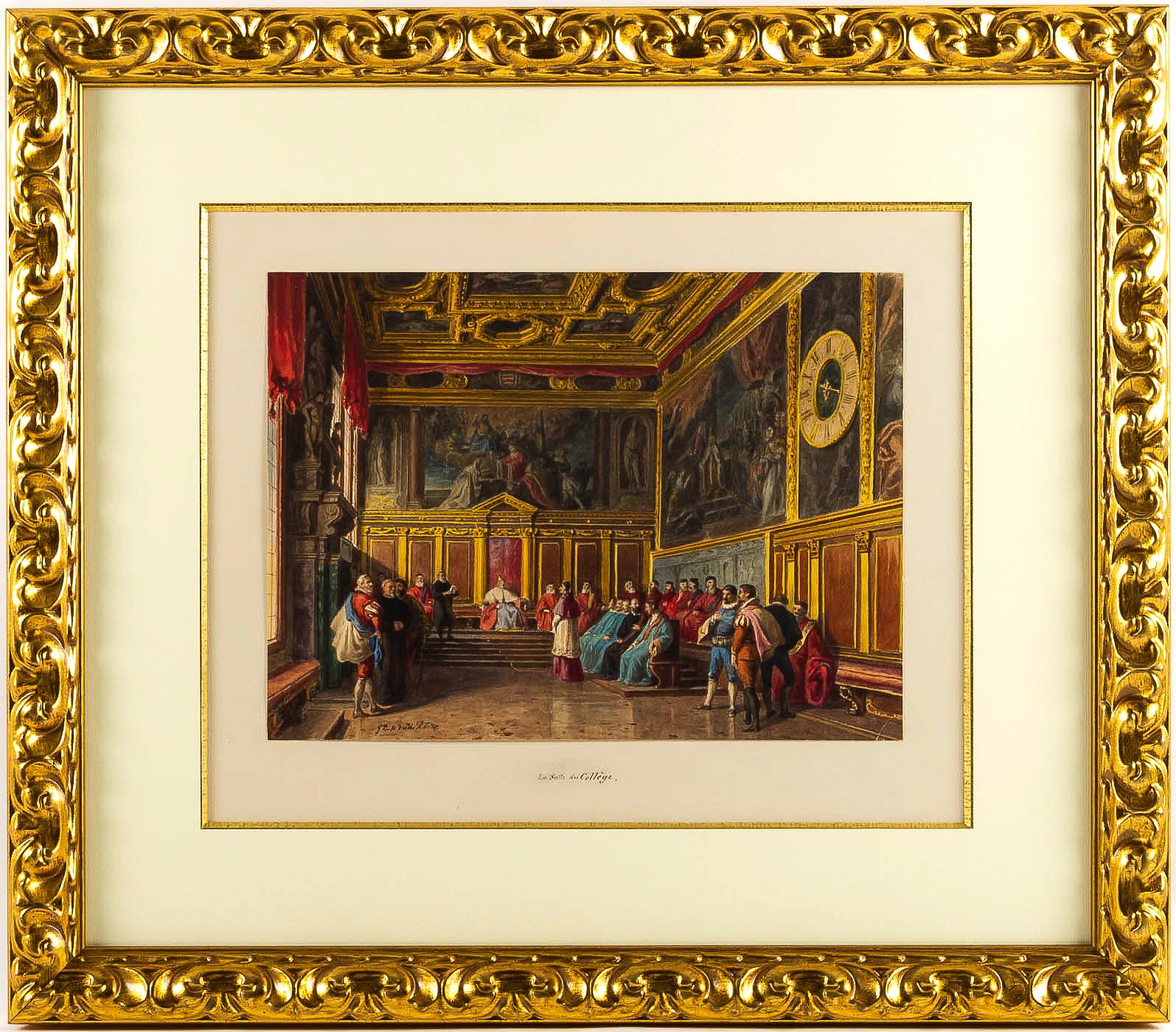 Giovanni Battista Della Libera Rare Set of Six Watercolor Views of Doge’s Palace 2