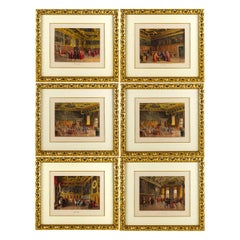 Giovanni Battista Della Libera Rare Set of Six Watercolor Views of Doge’s Palace