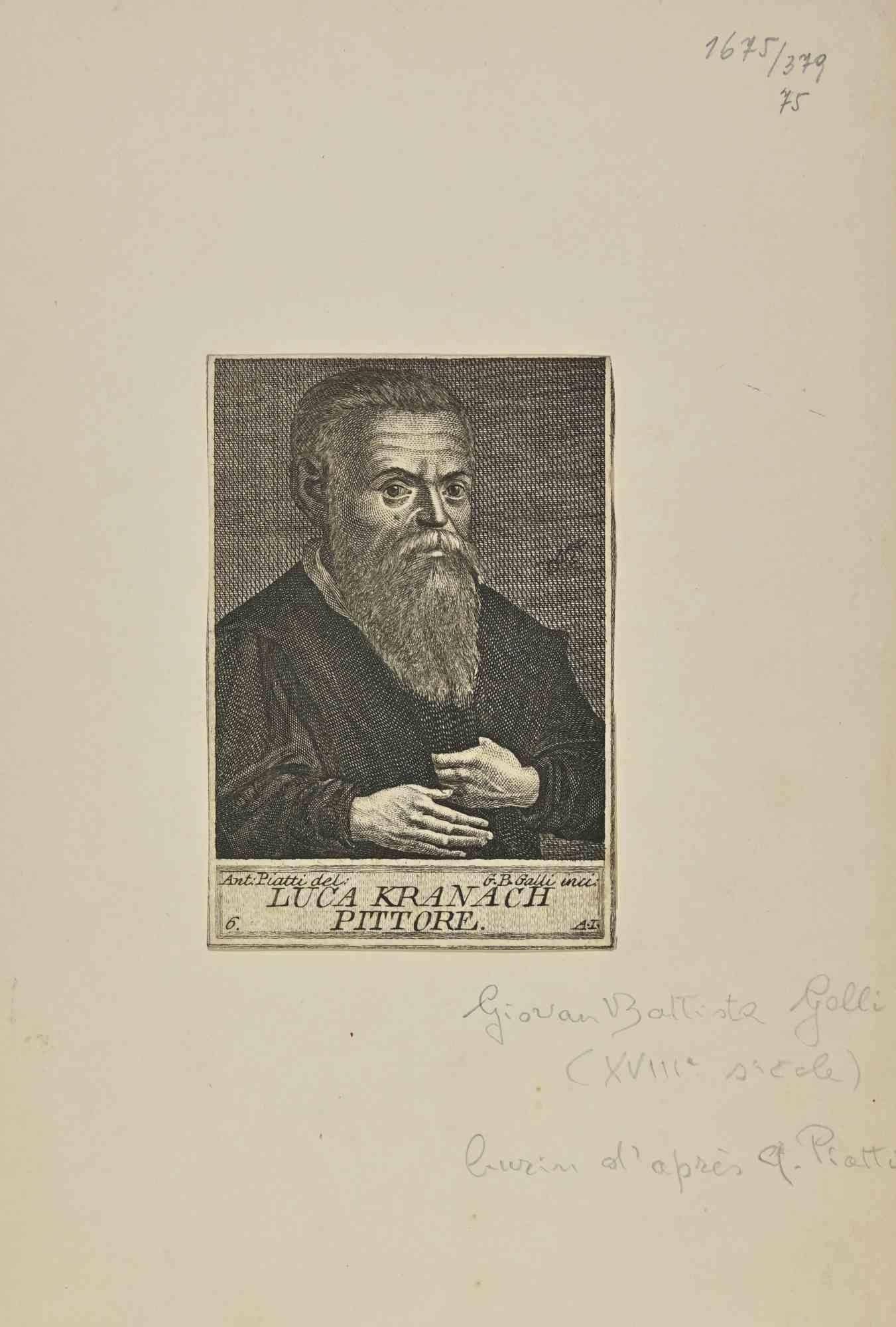 Le Portrait de Lucas Cranach est une estampe réalisée d'après Giovanni Battista Gaulli (1639 - 1709) au 19e siècle.

Gravure sur papier

Signé sur la plaque.

Bon état avec de légères rousseurs.

Ref.Bibliothèque universitaire de Leipzig