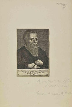 Porträt von Lucas Cranach – Radierung nach Giovanni Battista Gaulli – 19. Jahrhundert