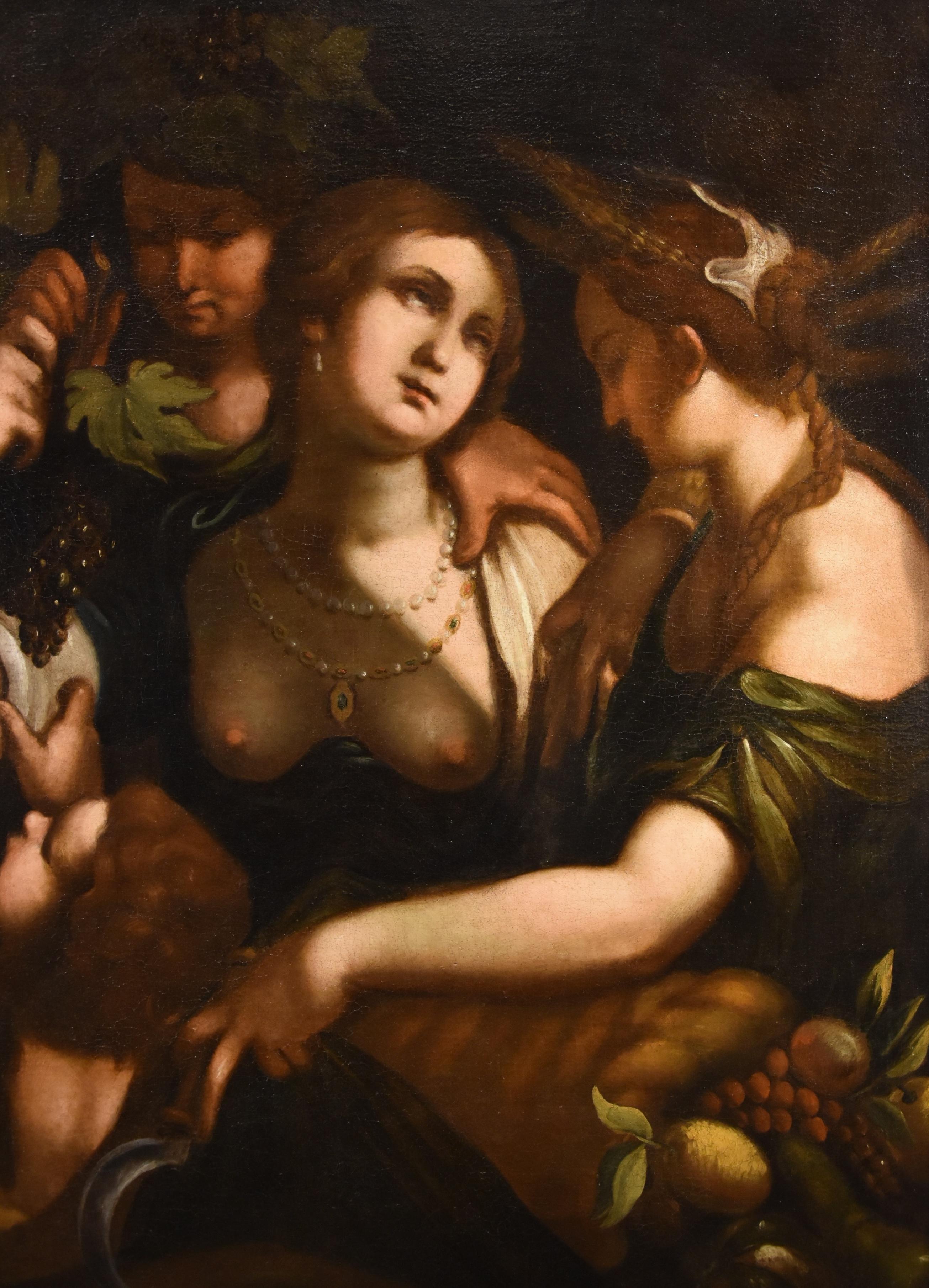 Venere Bacco Cerere Paggi Dipinto del XVII secolo Olio su tela Antico maestro Mitologico - Portrait Painting Nero di  Giovanni Battista Paggi (Genoa 1554 – Genoa 1627)