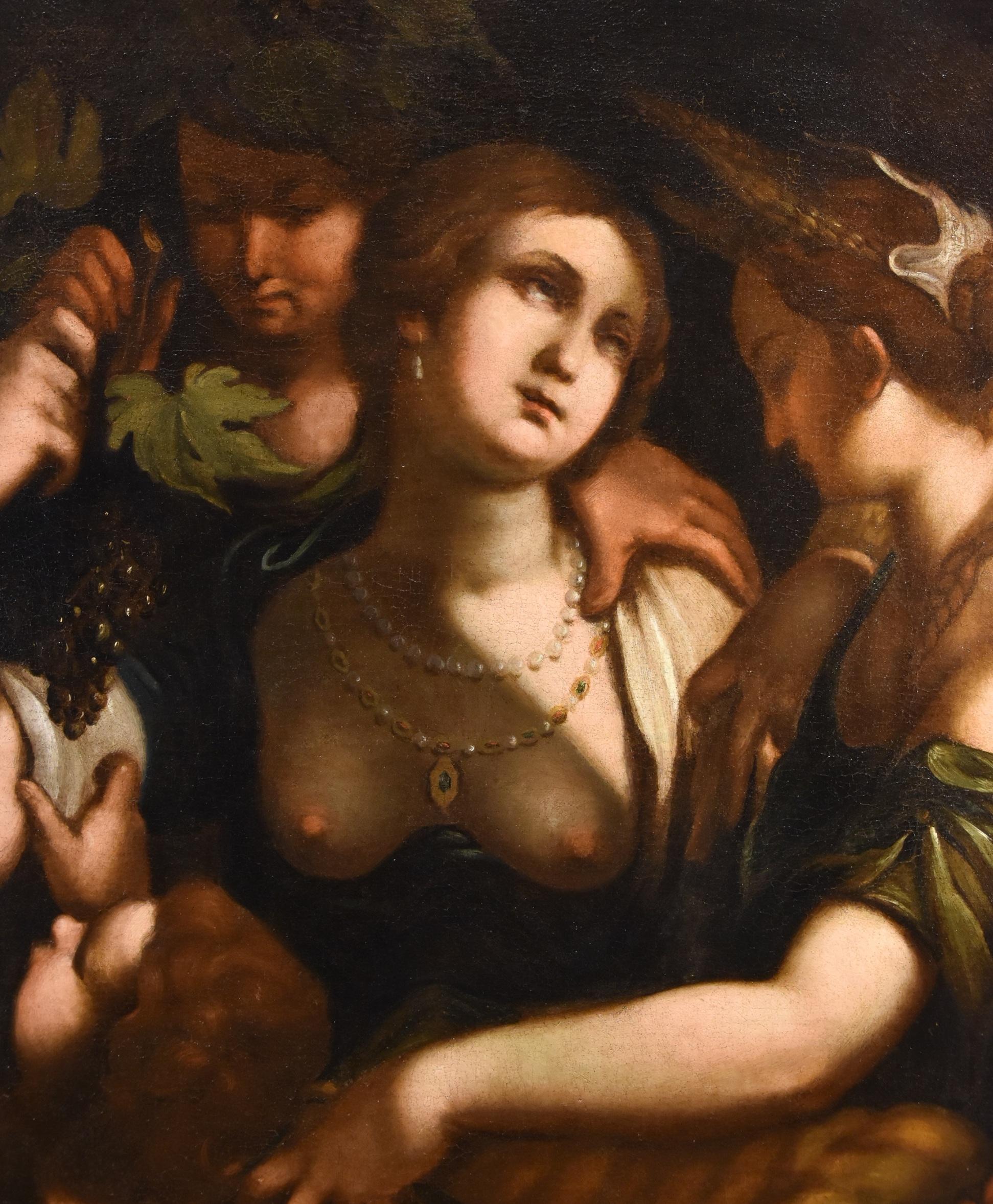 Venere Bacco Cerere Paggi Dipinto del XVII secolo Olio su tela Antico maestro Mitologico in vendita 1