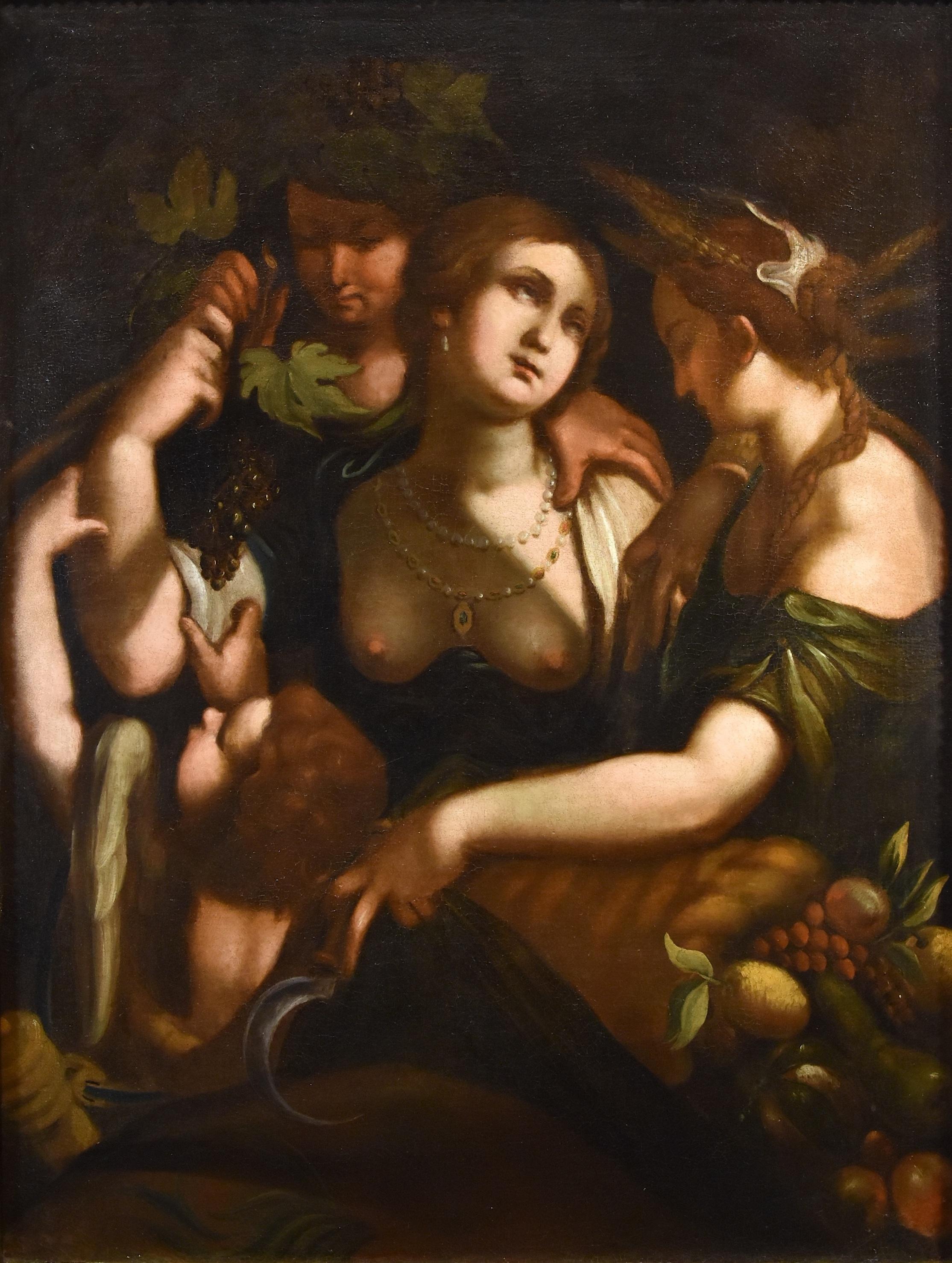 Portrait Painting di  Giovanni Battista Paggi (Genoa 1554 – Genoa 1627) - Venere Bacco Cerere Paggi Dipinto del XVII secolo Olio su tela Antico maestro Mitologico