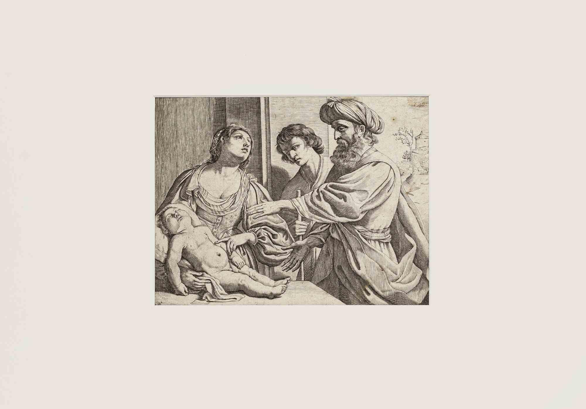 Elisée ressuscite le fils de Shunammite - Gravure de I. B. Pasqualini - 1627ca