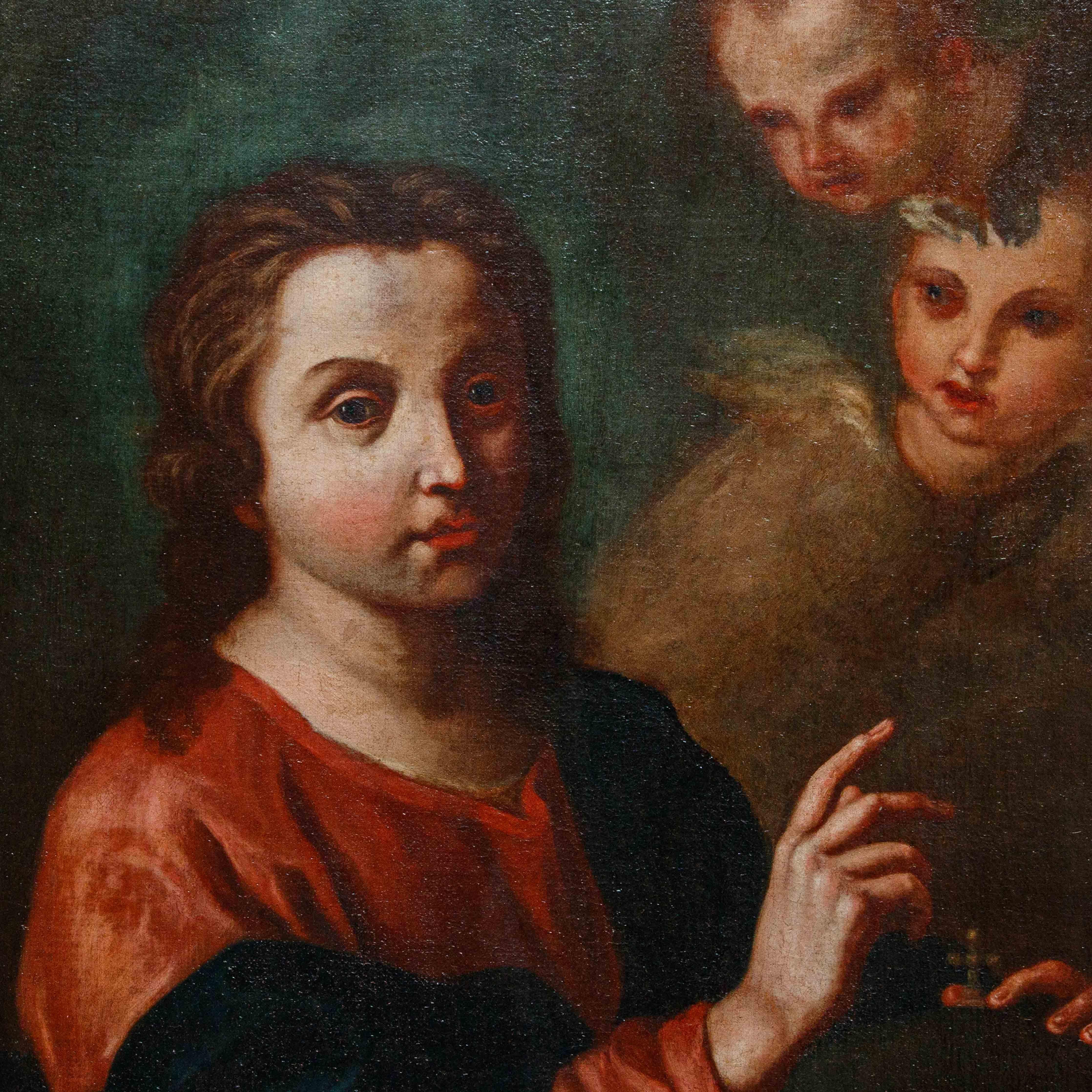 Cerchia di Giovan Battista Piazzetta (1683-1754), Cristo Salvator Mundi - Figurative Painting Black di Giovanni Battista Piazzetta