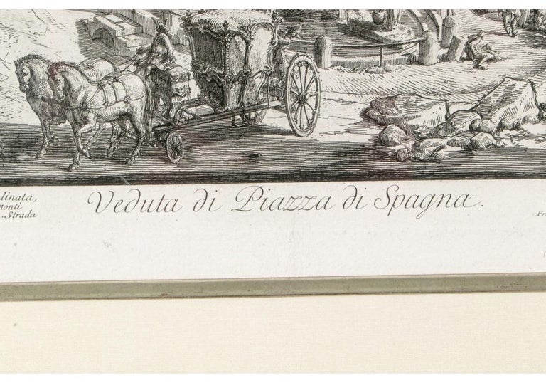 18th Century and Earlier Giovanni Battista Piranesi, 18th Century Engraving, Veduta Di Piazza Di Spagna For Sale
