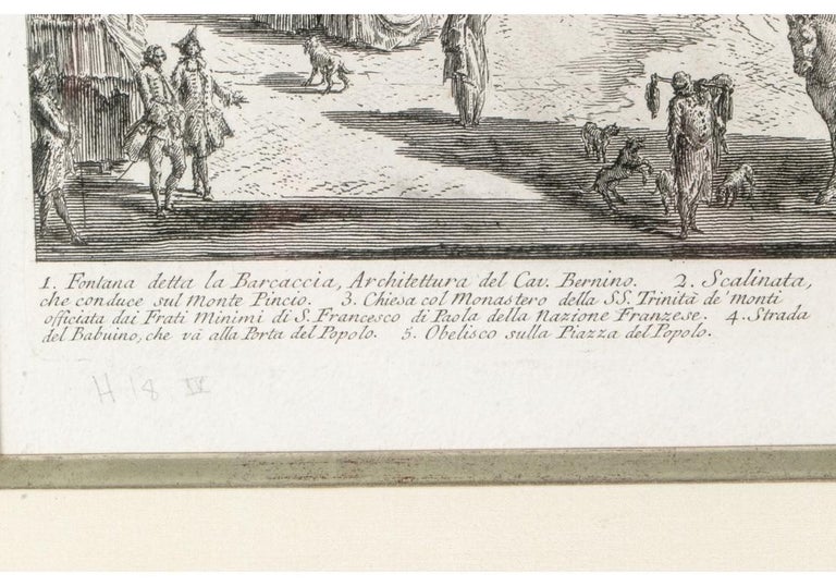 Giovanni Battista Piranesi, 18th Century Engraving, Veduta Di Piazza Di Spagna For Sale 3