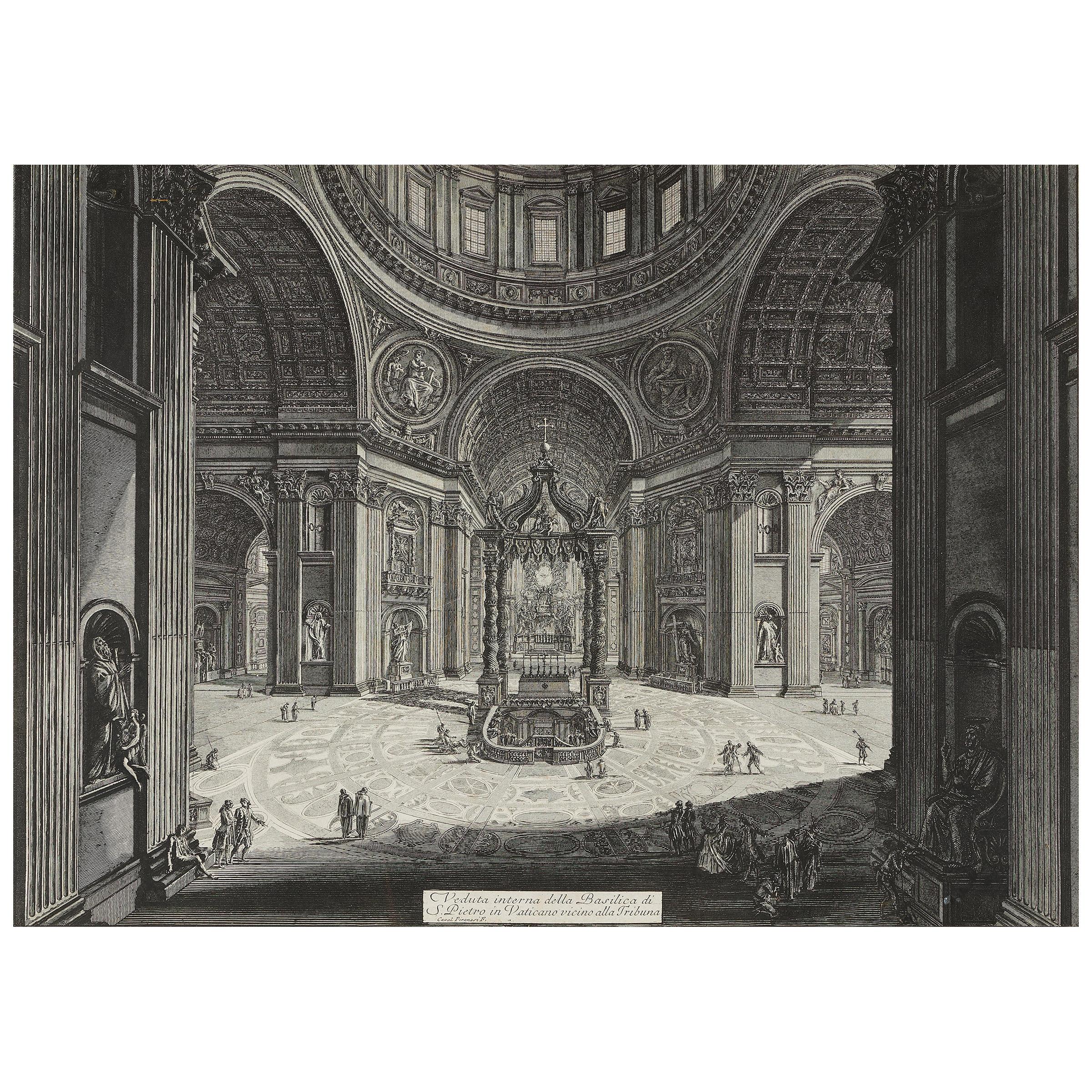 Giovanni Battista Piranesi etching 'St Peter's Basilica', 1st State, circa 1773