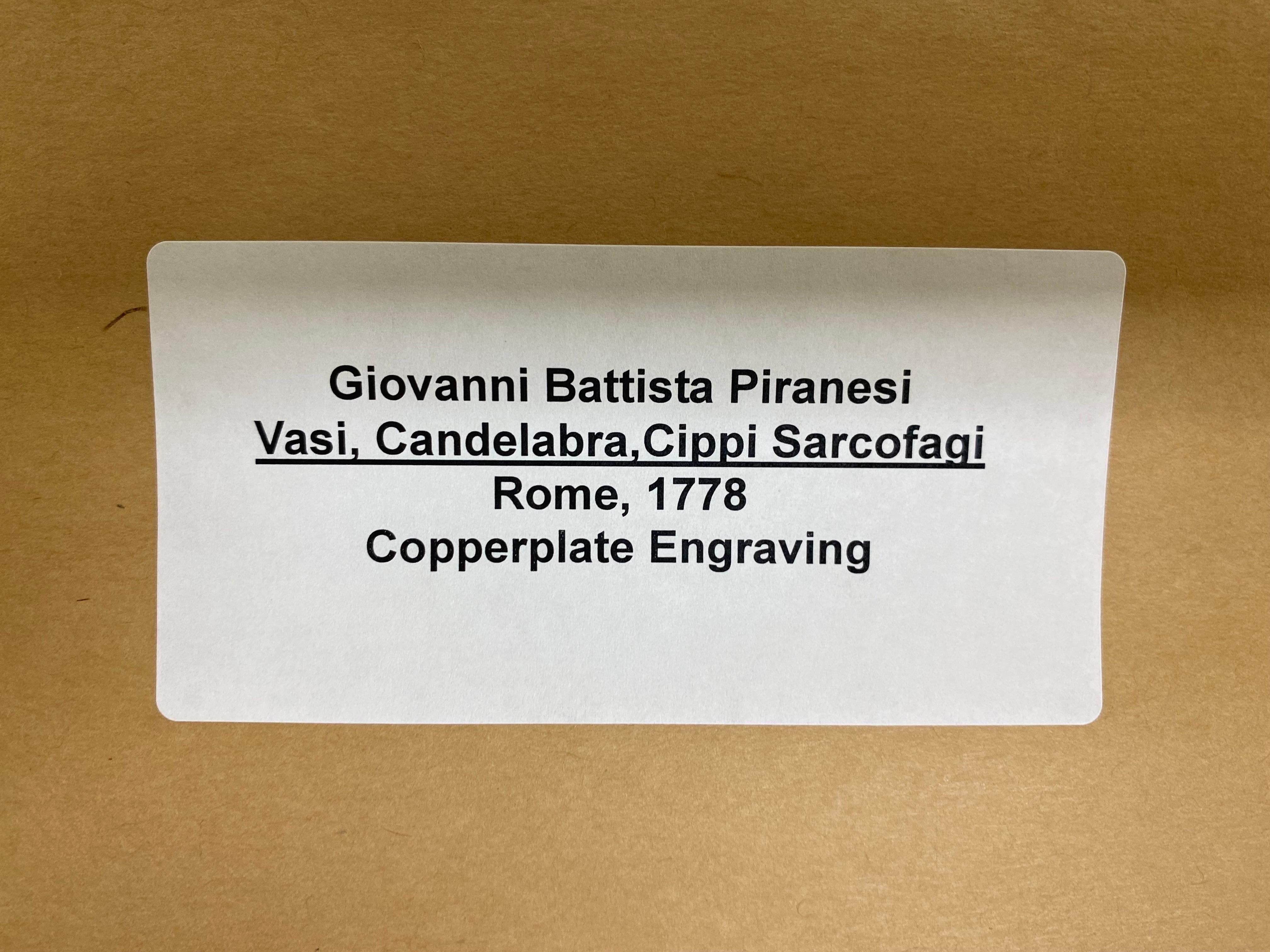 Italian Giovanni Battista piranesi large copper plate etching. For Sale