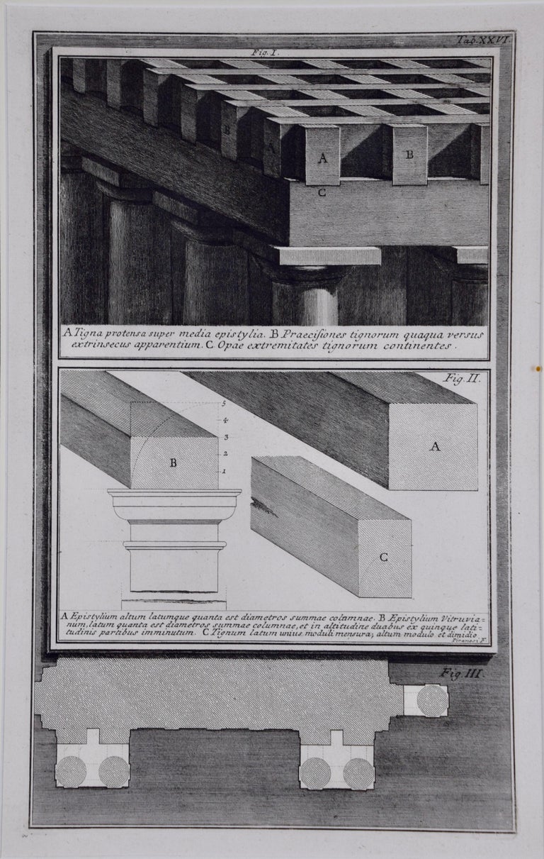 18th Century Etching of Ancient Roman Architectural Objects by Giovanni Piranesi - Print by Giovanni Battista Piranesi
