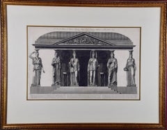 Architecture romaine antique : gravure originale du 18e siècle encadrée par G. Piranesi