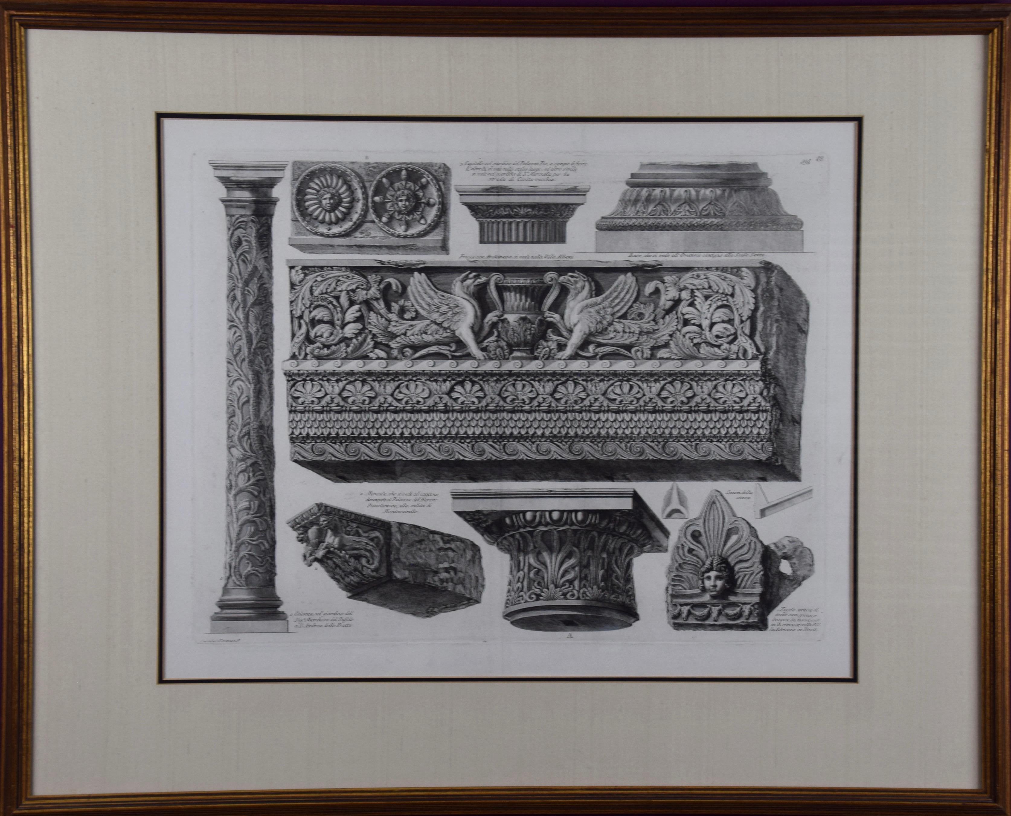 Giovanni Battista Piranesi Still-Life Print - "Tripode antico" 18th C. Piranesi Etching of Ancient Roman Architectural Objects