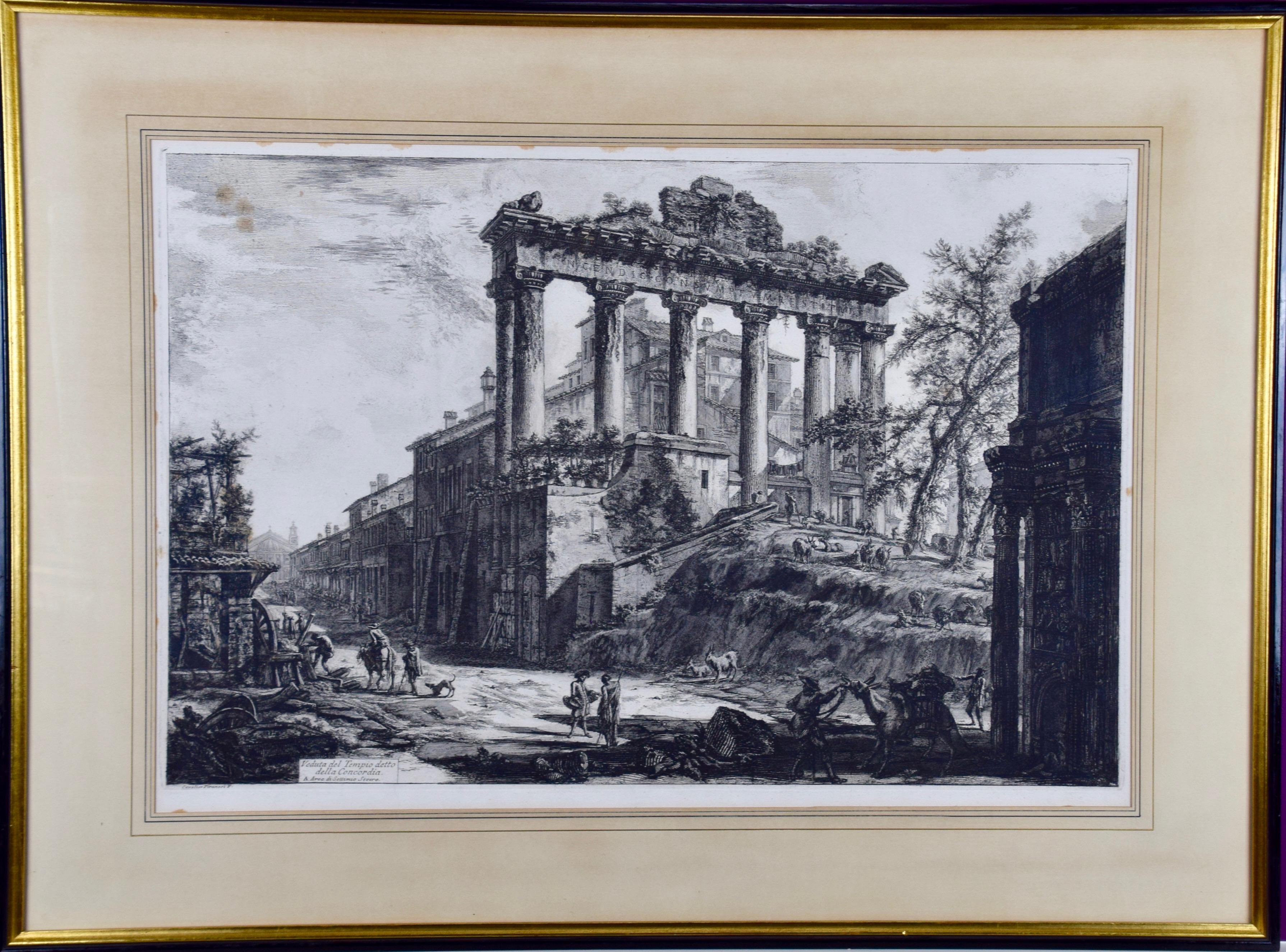 Giovanni Battista Piranesi Figurative Print - Piranesi Architectural View of the Roman Forum's Temple of Saturn, 18th Century 