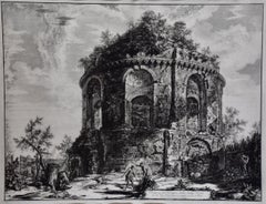 Ancient Roman Temple Architecture: An 18th Century Framed Etching by Piranesi