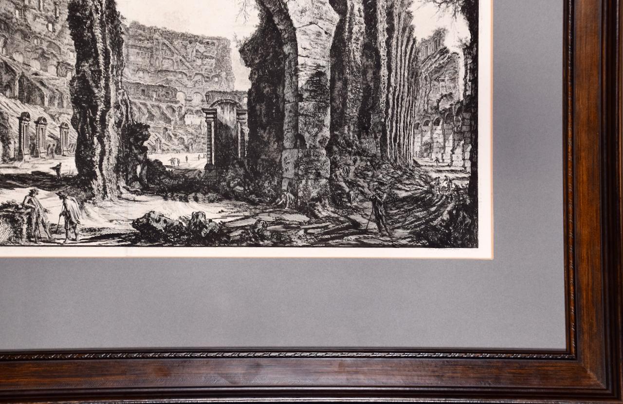 Le Colosse romain : une gravure encadrée du 18ème siècle représentant l'intérieur de Piranesi en vente 6