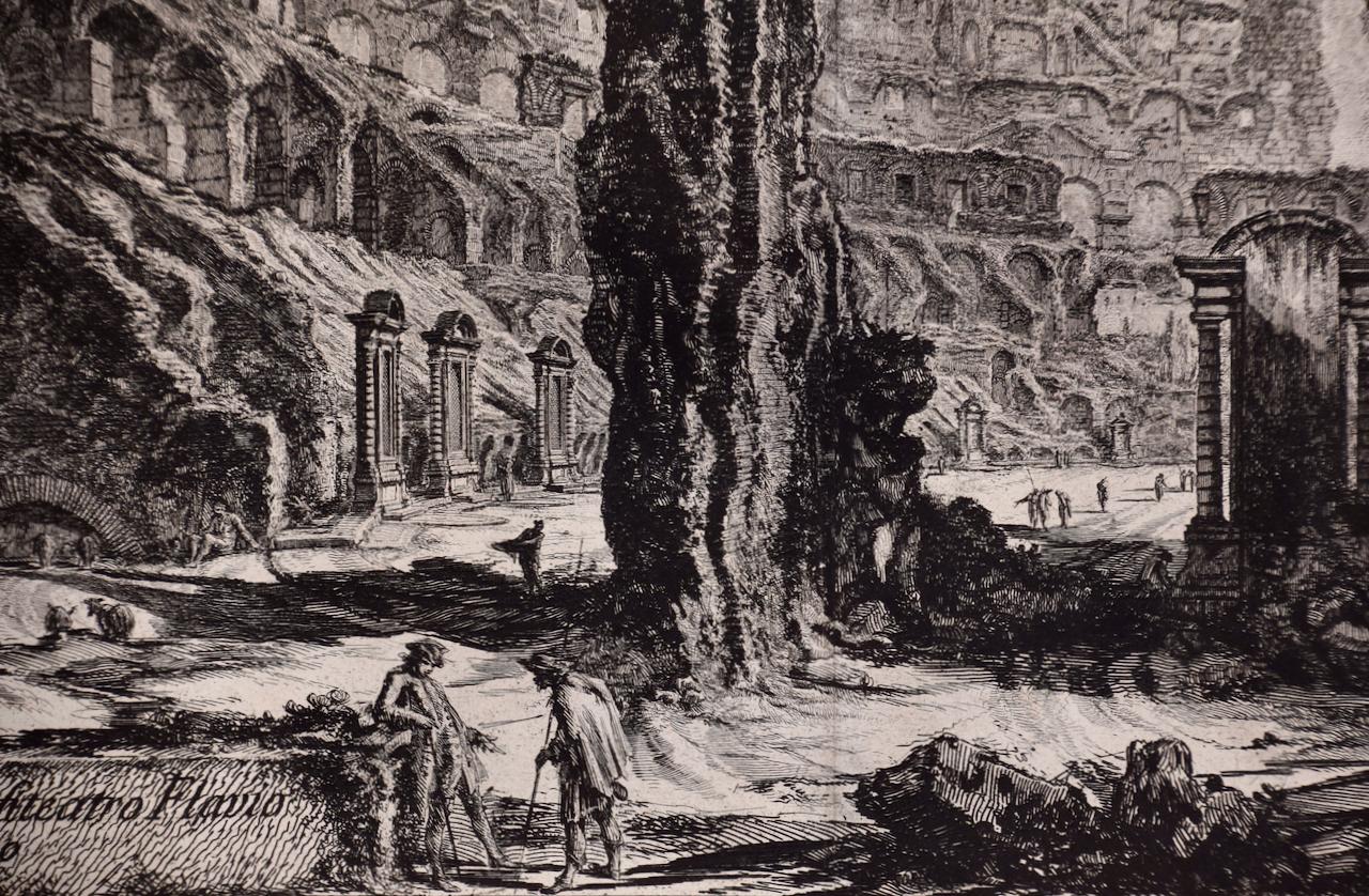 Il Colosseo romano: Un'acquaforte del XVIII secolo incorniciata dell'interno di Piranesi in vendita 2