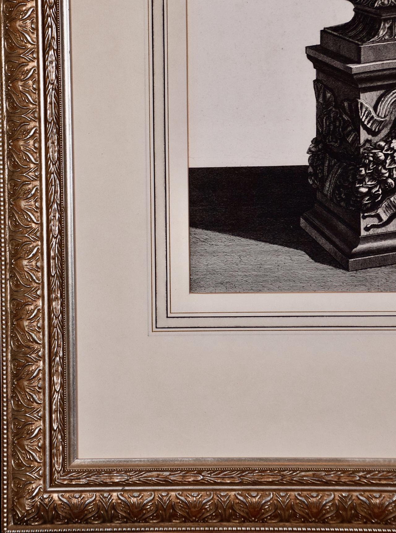 A Framed 18th C. Piranesi Etching of an Ancient Marble Vase 2