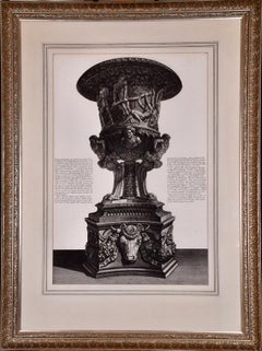 Antique A Framed 18th C. Piranesi Etching of an Ancient Marble Vase