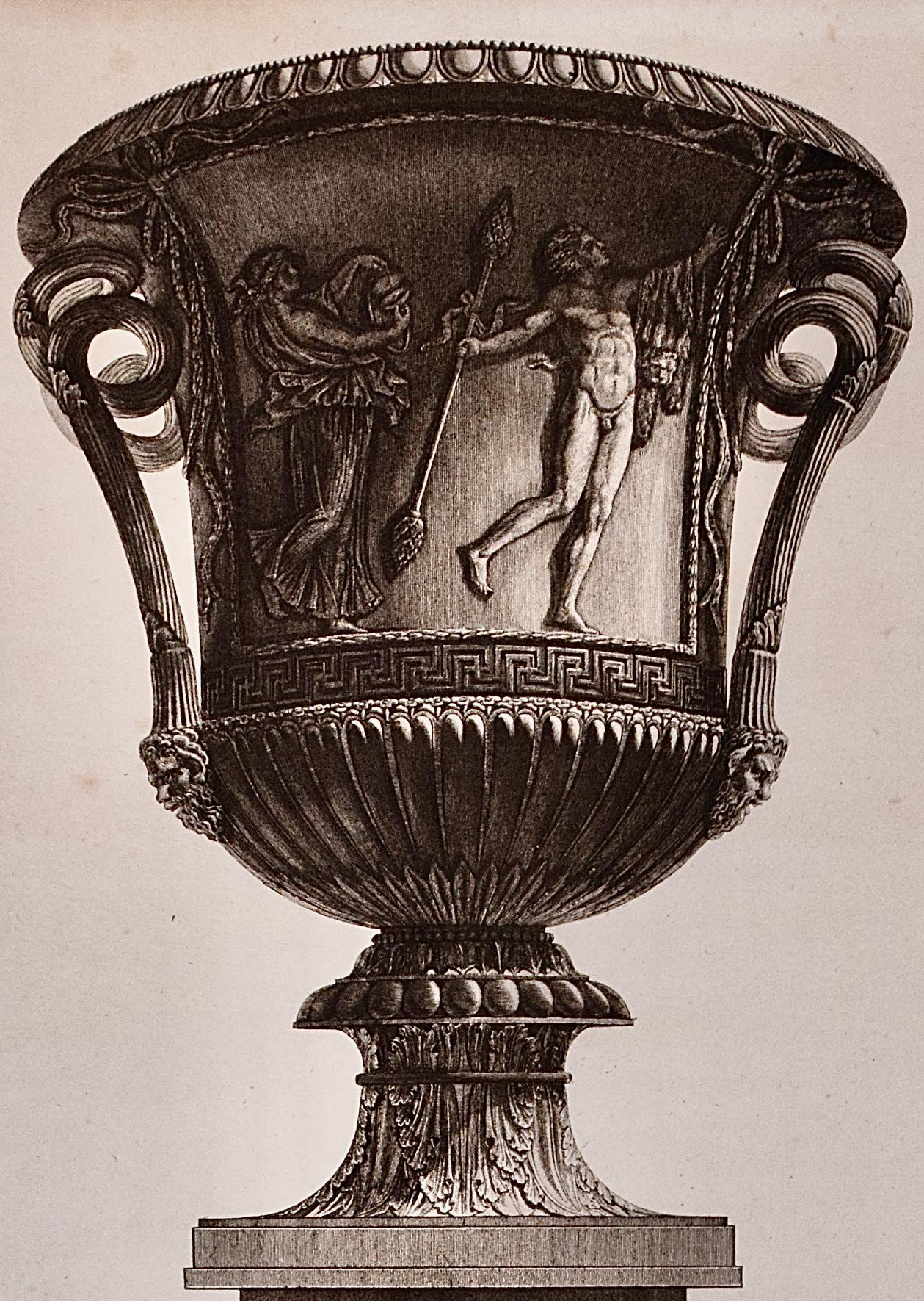 A.I.C. Piranesi encadrée, gravure à l'eau-forte d'un vase ancien en marbre provenant de la VILLA d'Hadrien - Maîtres anciens Print par Giovanni Battista Piranesi