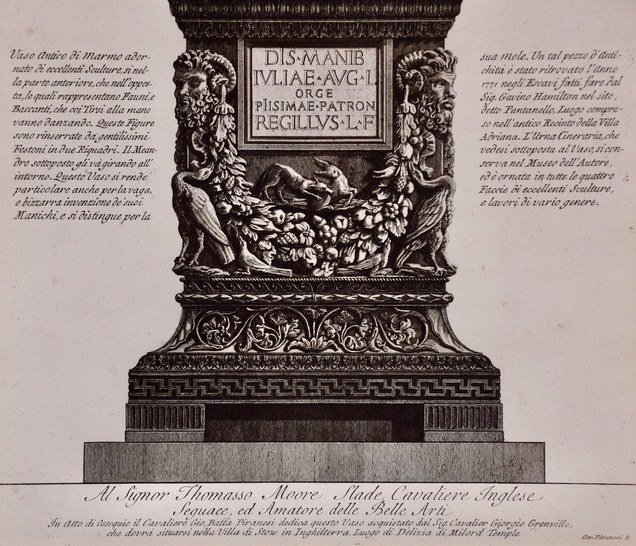 Diese große gerahmte Radierung von Giovanni Battista Piranesi aus dem 18. Jahrhundert trägt den Titel 