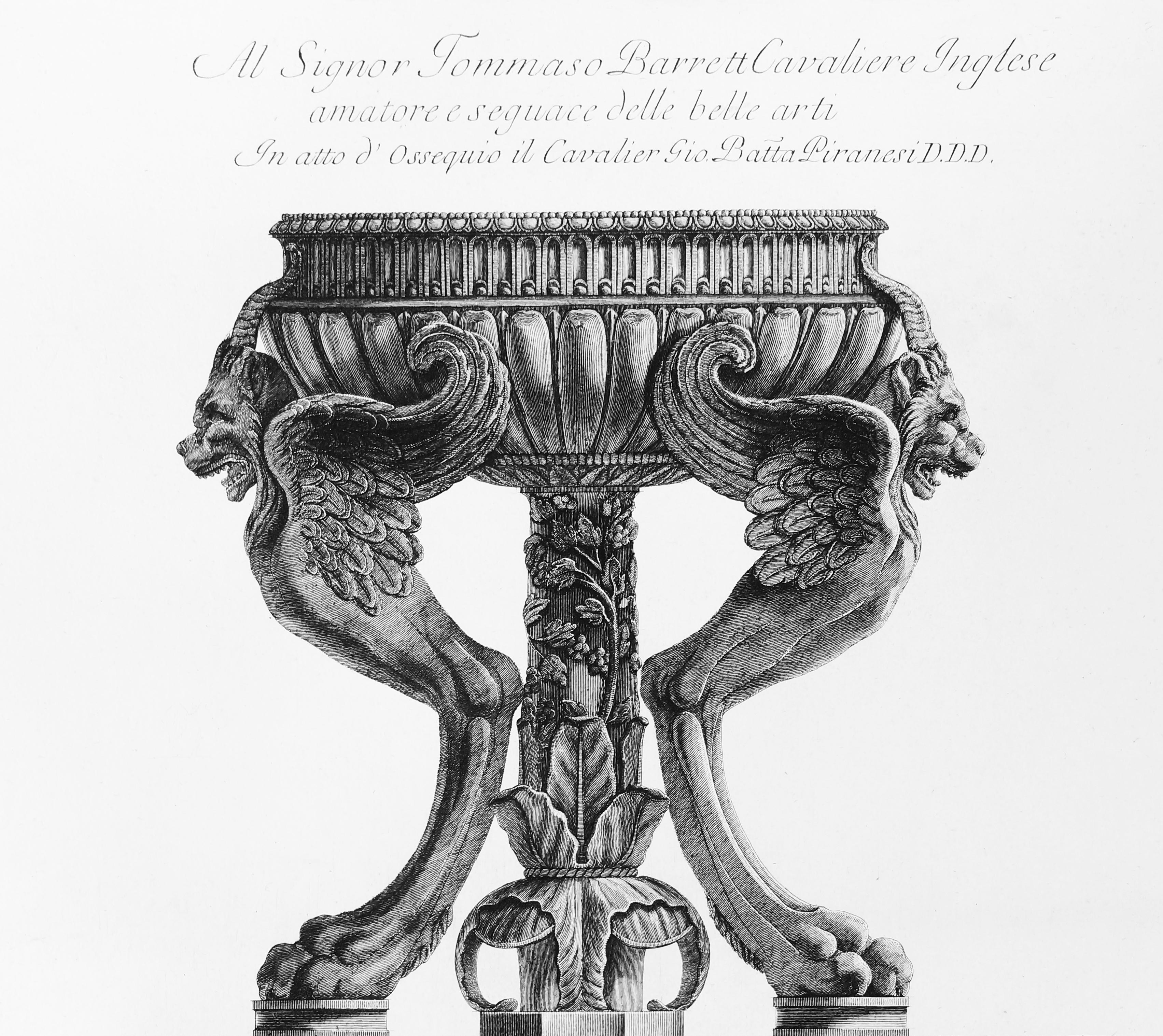 Altare antico di marmo ritrovato fra le macerie della Villa Adriana  - 1778 - Print by Giovanni Battista Piranesi