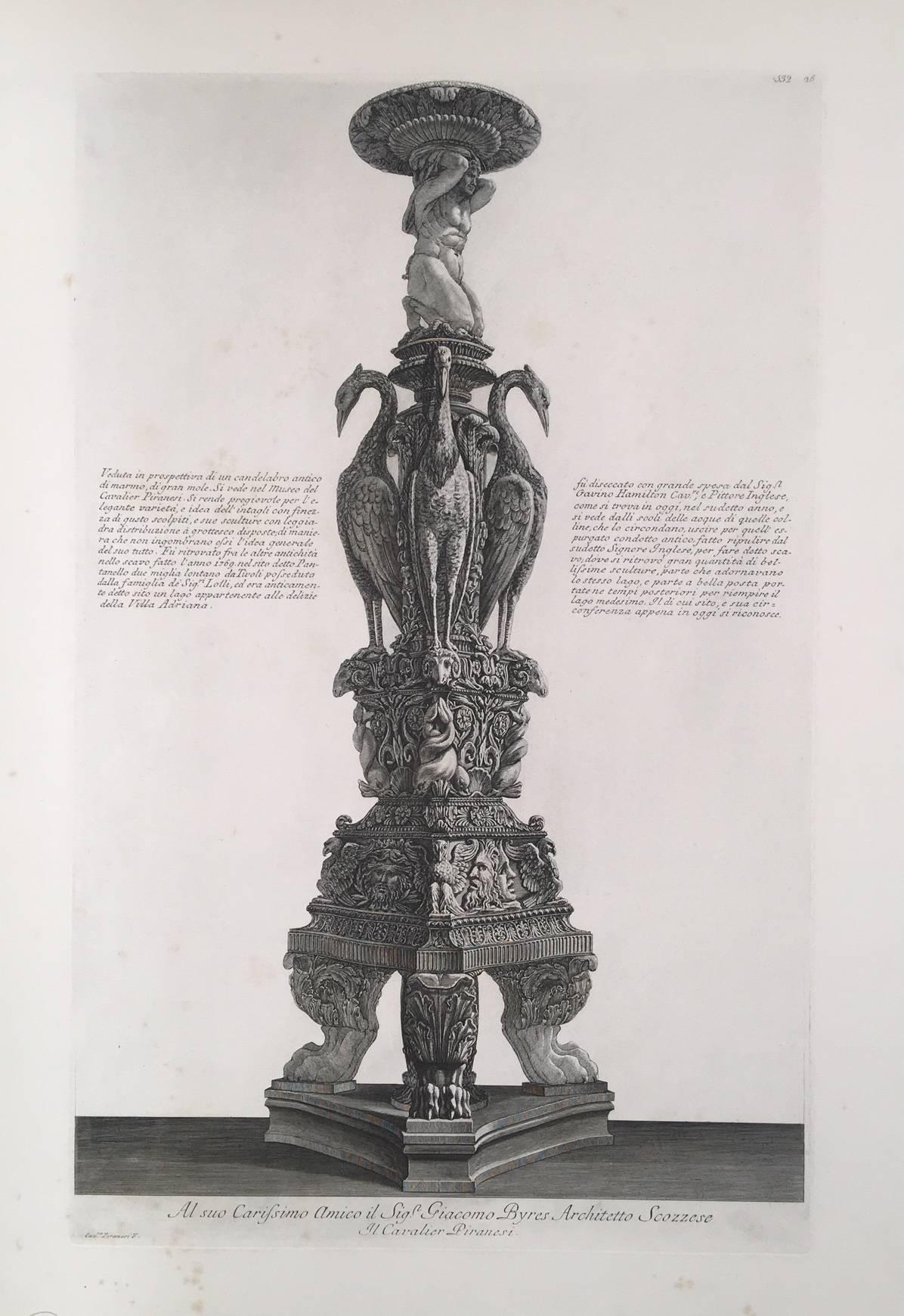 Giovanni Battista Piranesi Interior Print - Antique Marble Tripod Candelabra from Piranesi's Museum