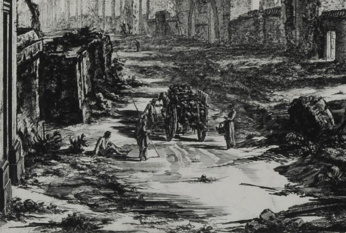 Avanzi degli Acquedotti Neroniani che si volevano distruggere per le loro vecchi - Print by Giovanni Battista Piranesi