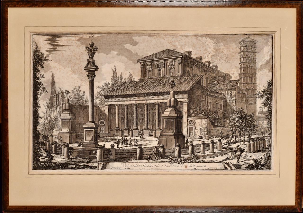 Basilica of San Lorenzo in Rome: A Framed 18th Century Etching by Piranesi