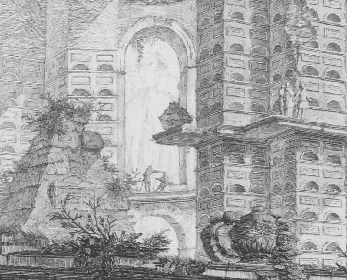Camera sepolcrale
Acquaforte 1743
Firmato in basso a sinistra
Da: Prima Parte, 1743
Seconda edizione: 1750-1778
Filigrana: R 37-39
Impressione stampata durante la vita di Piranesi, prima che le lastre venissero trasferite a Parigi dai suoi figli nel