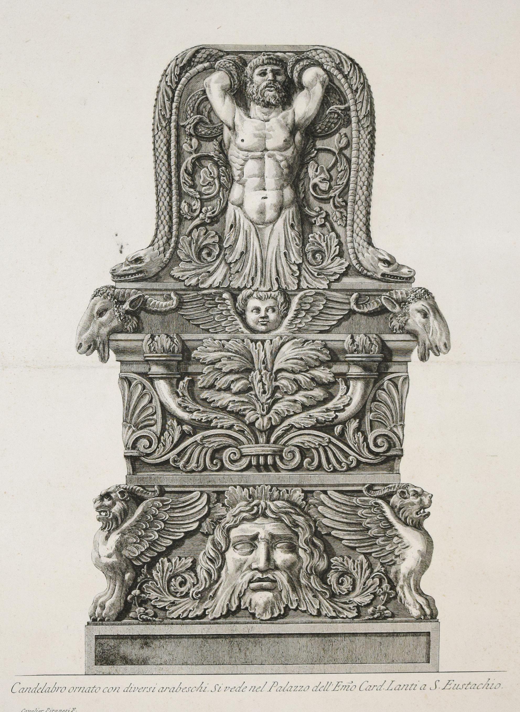 Candelabro adornado con varios arabescos... Aguafuerte 1778 - Print de Giovanni Battista Piranesi