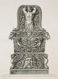 Candelabro ornato con diversi arabeschi... Etching 1778
