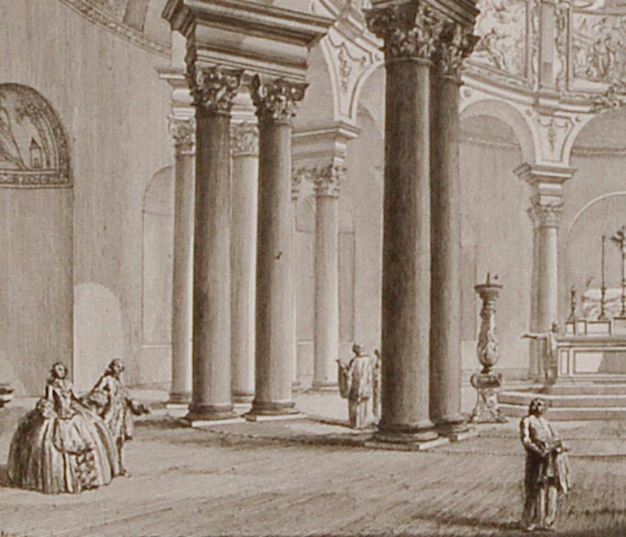 Church of St. Costanza, Rome: An 18th Century Piranesi Architectural Etching  - Brown Figurative Print by Giovanni Battista Piranesi