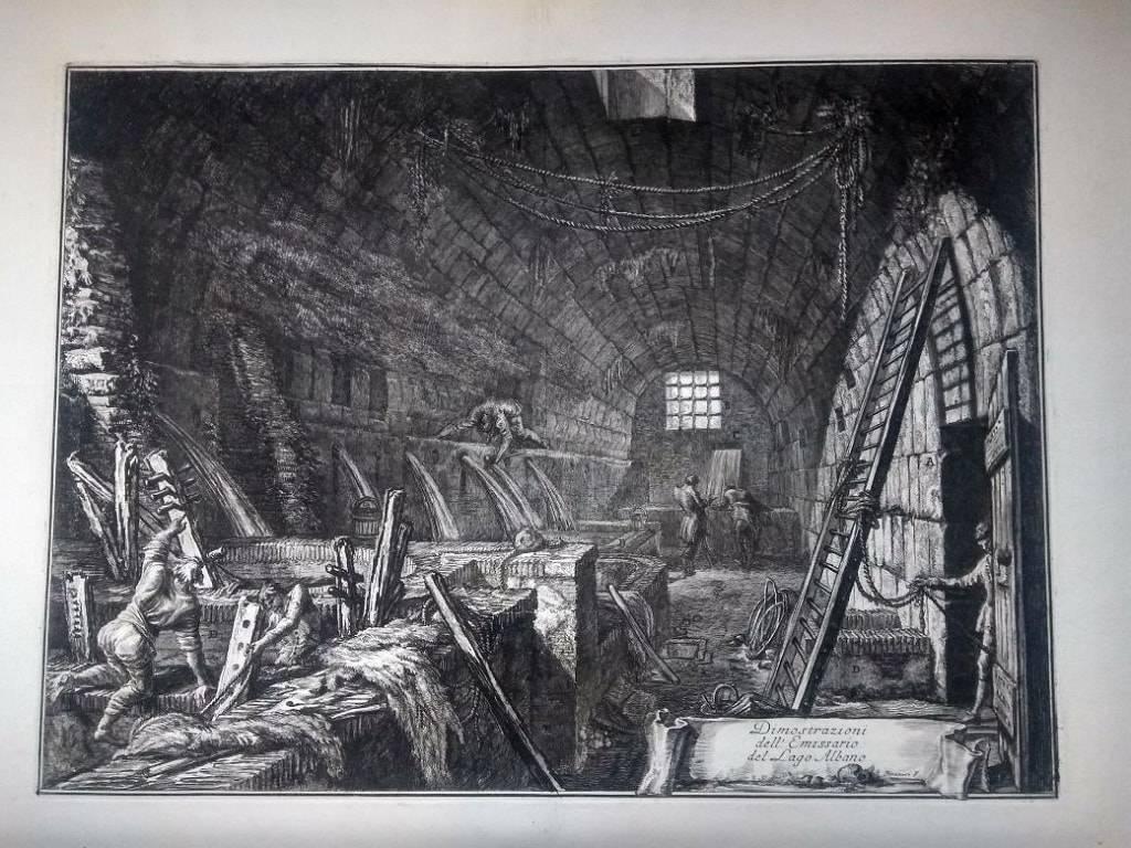 Dimostrazioni dell'Emissario del Lago Albano - Original Etching by G.B. Piranesi