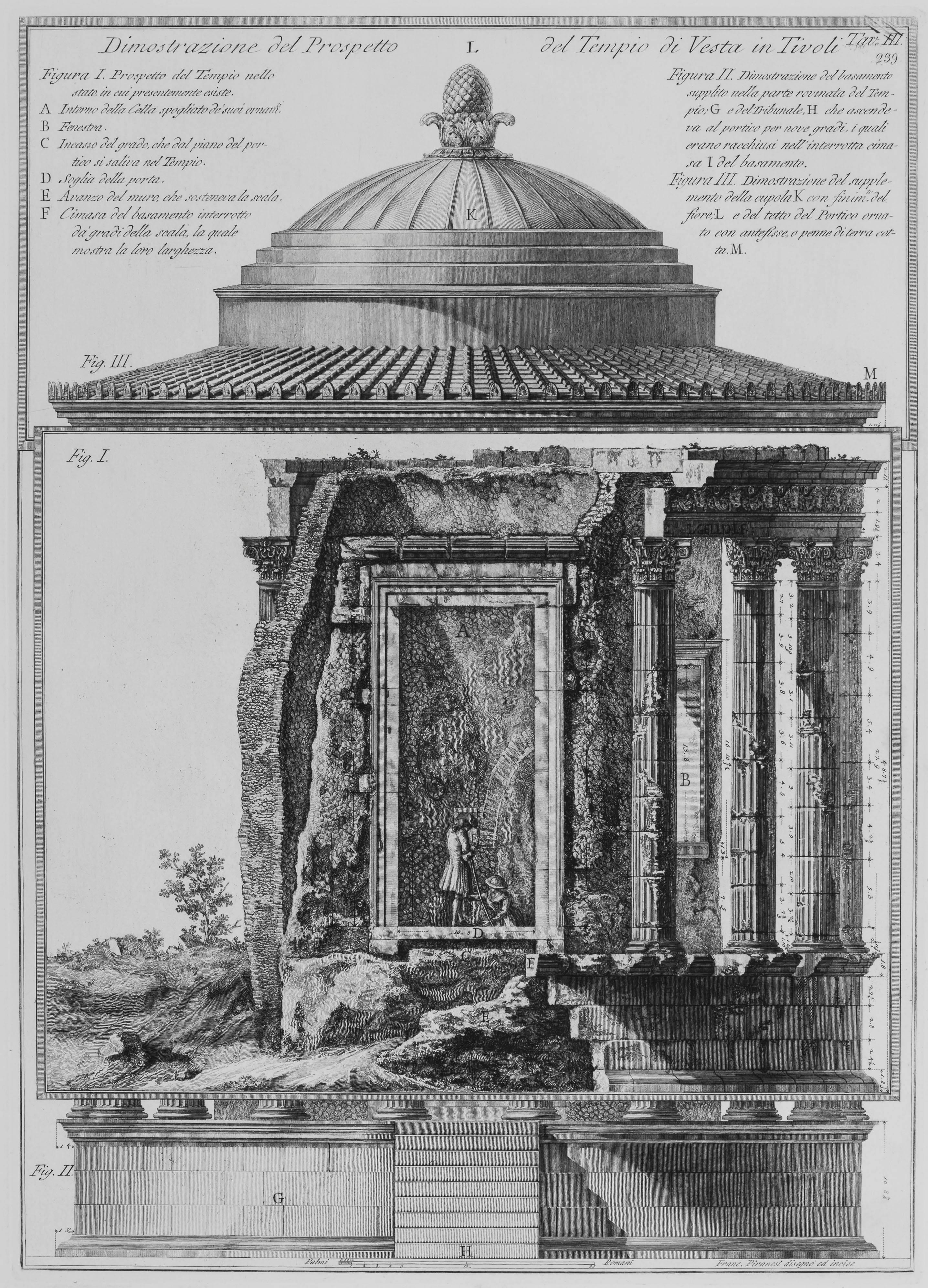 Giovanni Battista Piranesi Landscape Print - Temple of Vesta in Tivoli - Front View