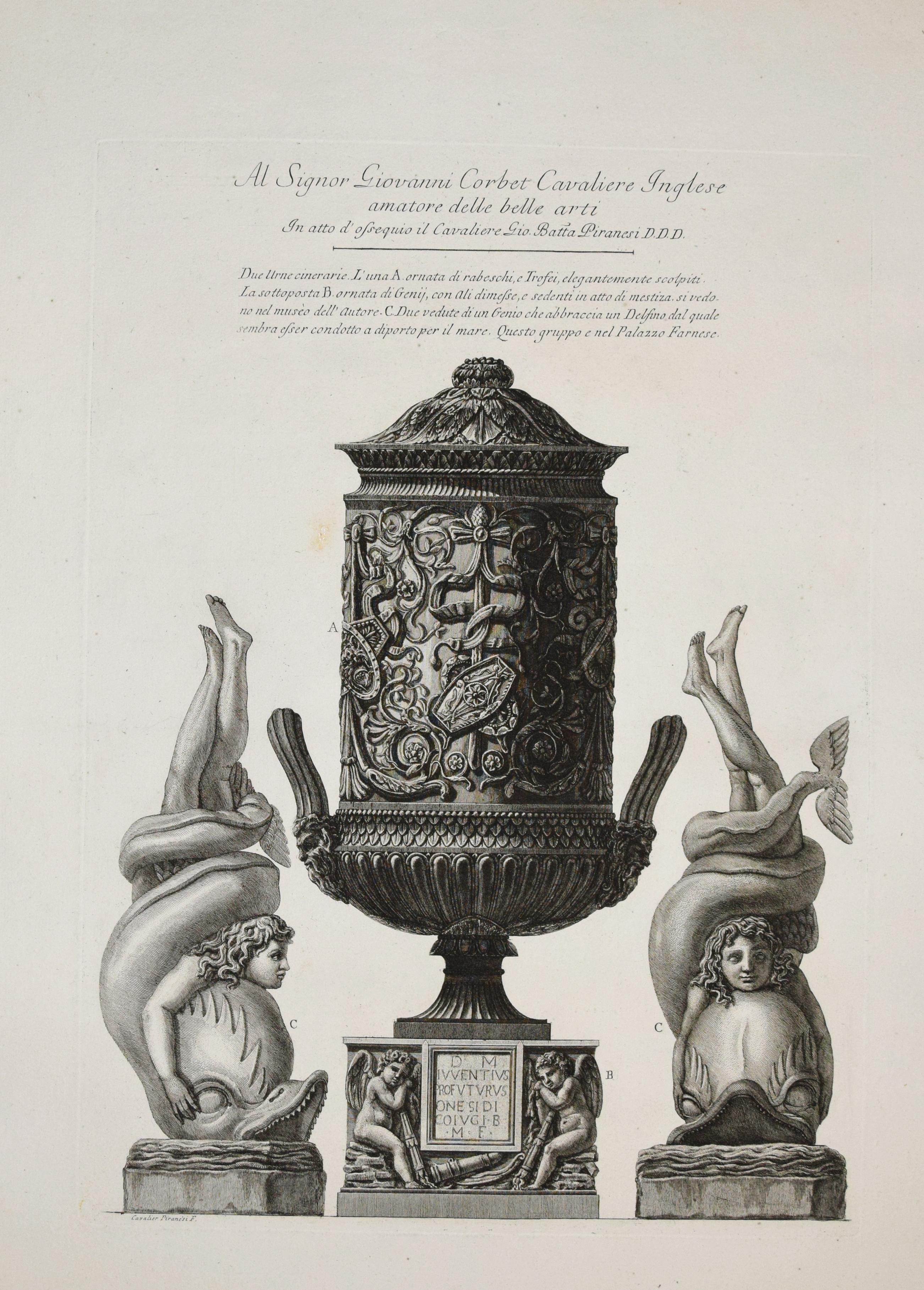 Due Urne Cinerarie - Radierung - 1778 (Beige), Figurative Print, von Giovanni Battista Piranesi