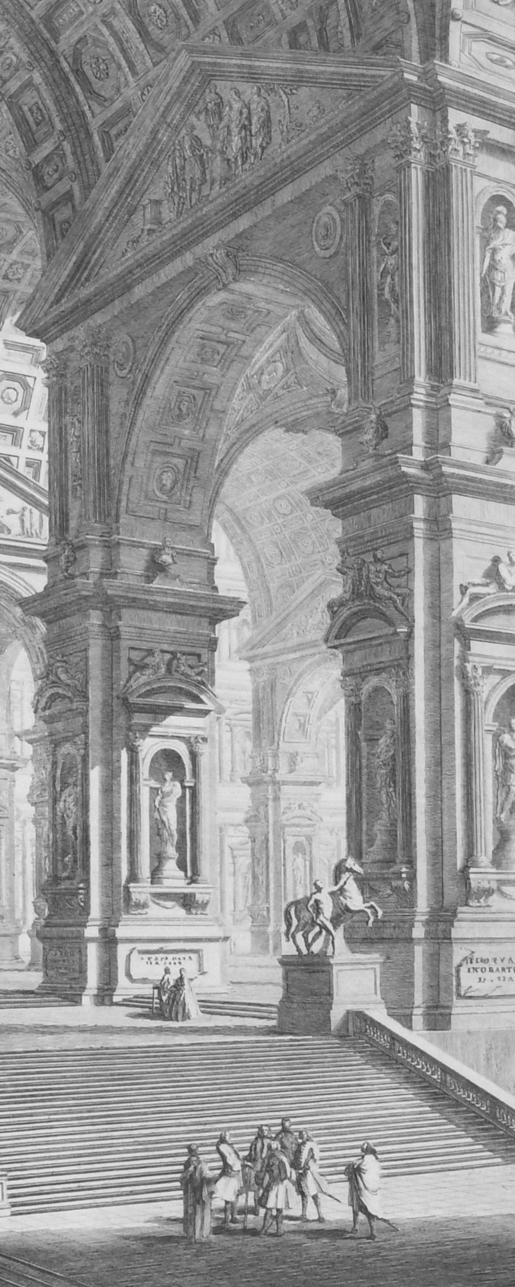 Galería grande de estatuas - Landscape Print Gris de Giovanni Battista Piranesi